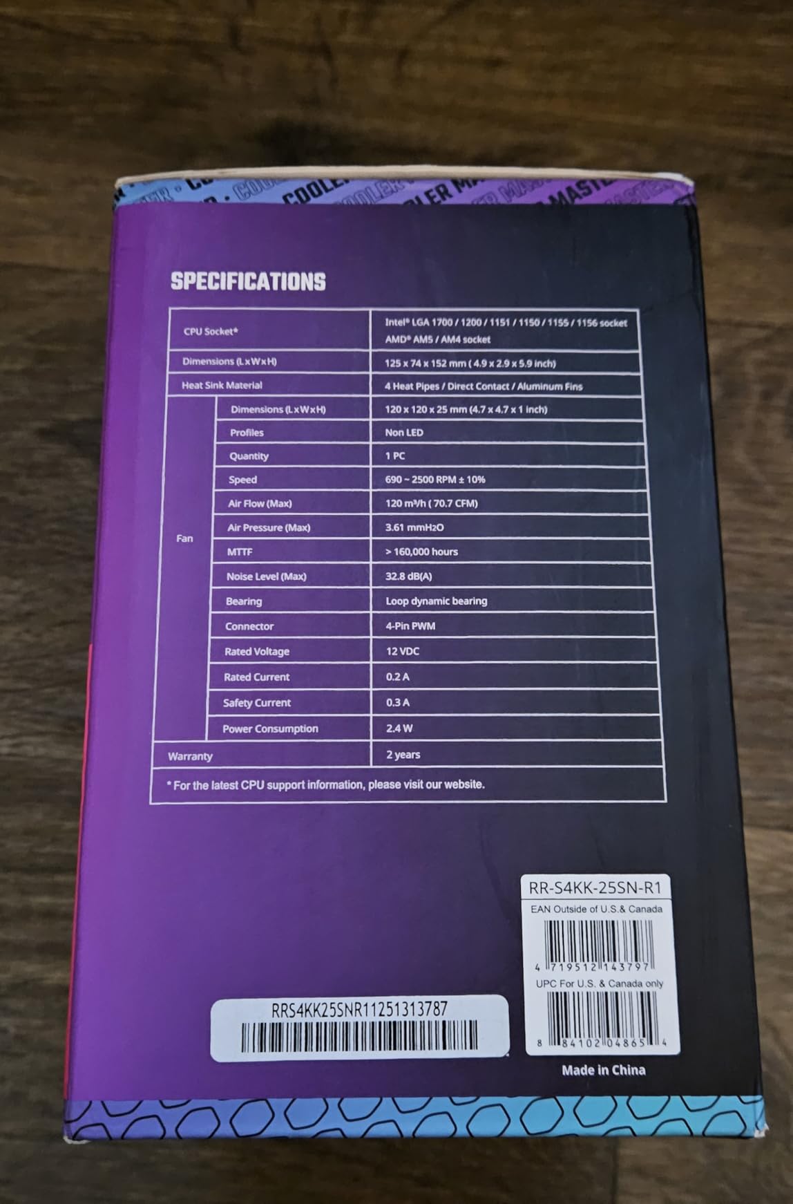 Cooler Master Hyper 212 Black CPU Cooler, SickleFlow 120 Edge PWM Fan, Aluminum Top Cover, 4 Copper Heat Pipes, 152mm Tall, AMD Ryzen AM5/AM4, Intel LGA 1851/1700/1200 Brackets - Customer Photo 4