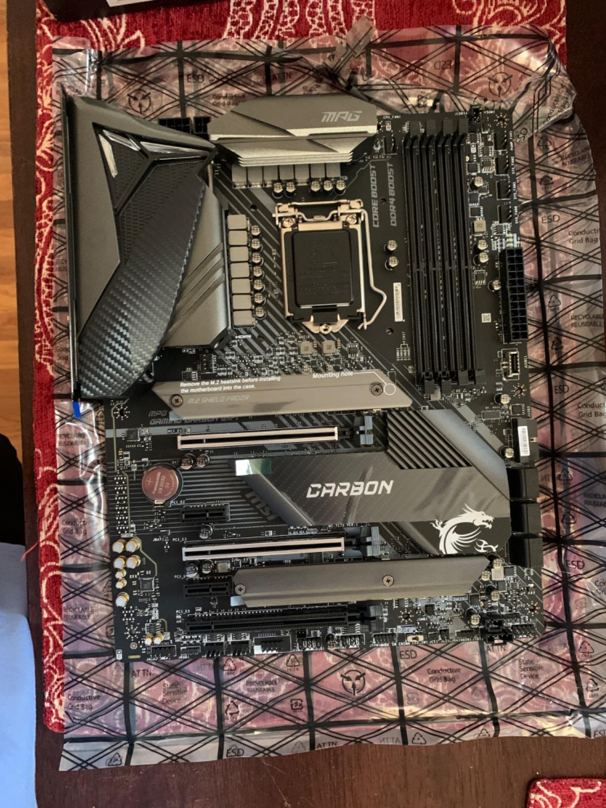 MSI MPG Z390 Gaming PRO Carbon AC LGA1151 (Intel 8th and 9th Gen) M.2 USB 3.1 Gen 2 DDR4 HDMI DP Wi-Fi SLI CFX ATX Z390 Gaming Motherboard - Customer Photo 2