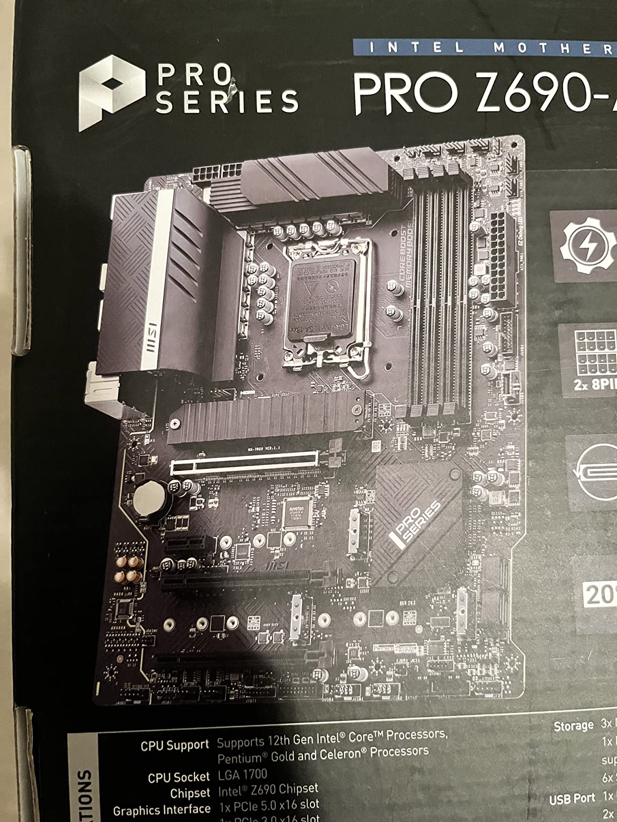 MSI PRO Z690-A DDR4 ProSeries Motherboard (ATX, 12th Gen Intel Core, LGA 1700 Socket, DDR4, PCIe 4, CFX, M.2 Slots) - Customer Photo 1