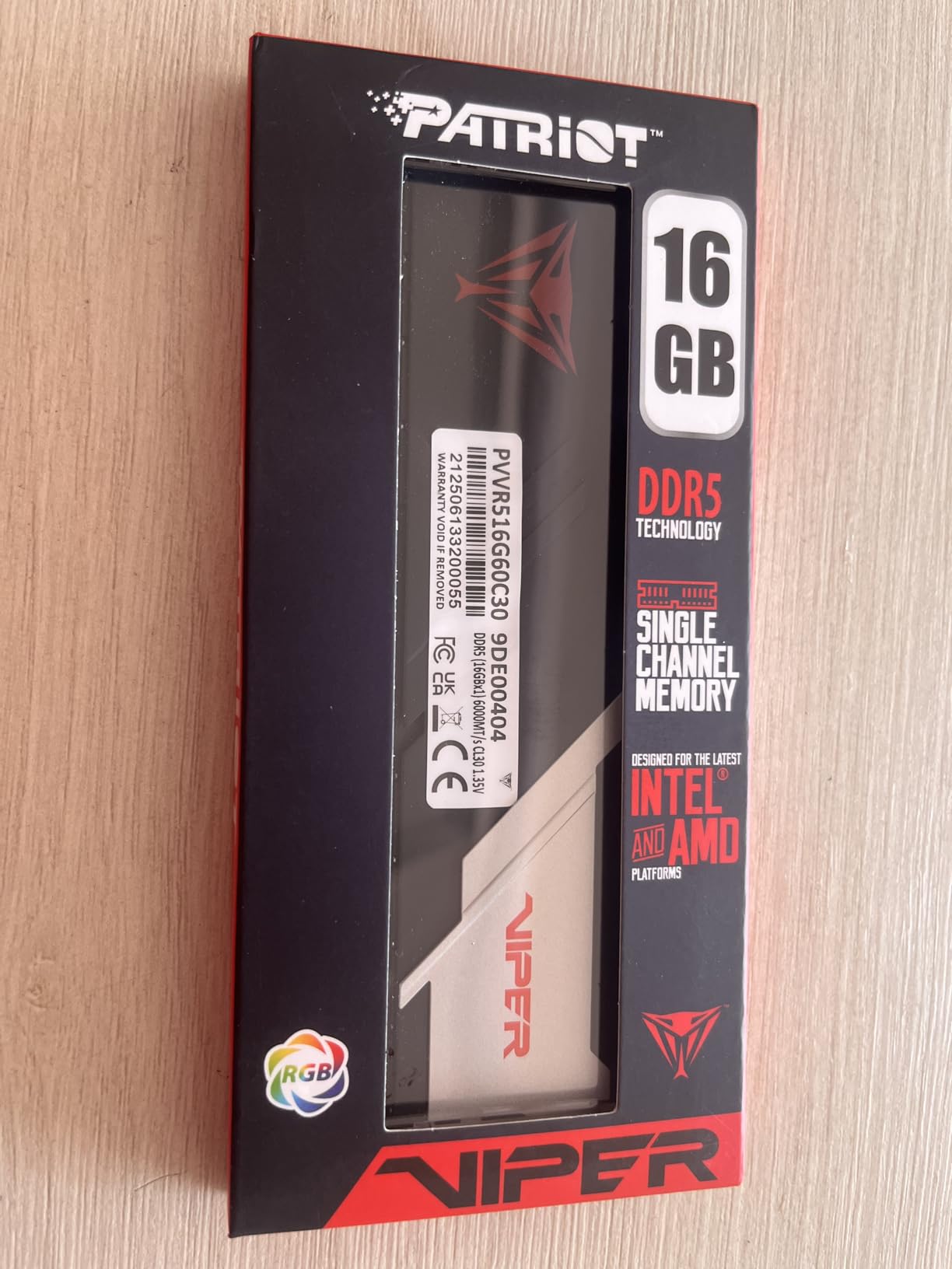 Patriot Viper Venom RGB DDR5 RAM 32GB (2X16GB) 6000MHz CL36 1.35v UDIMM Desktop Gaming Memory Kit Compatible with Intel XMP/AMD Expo - PVVR532G600C36K - Customer Photo 2