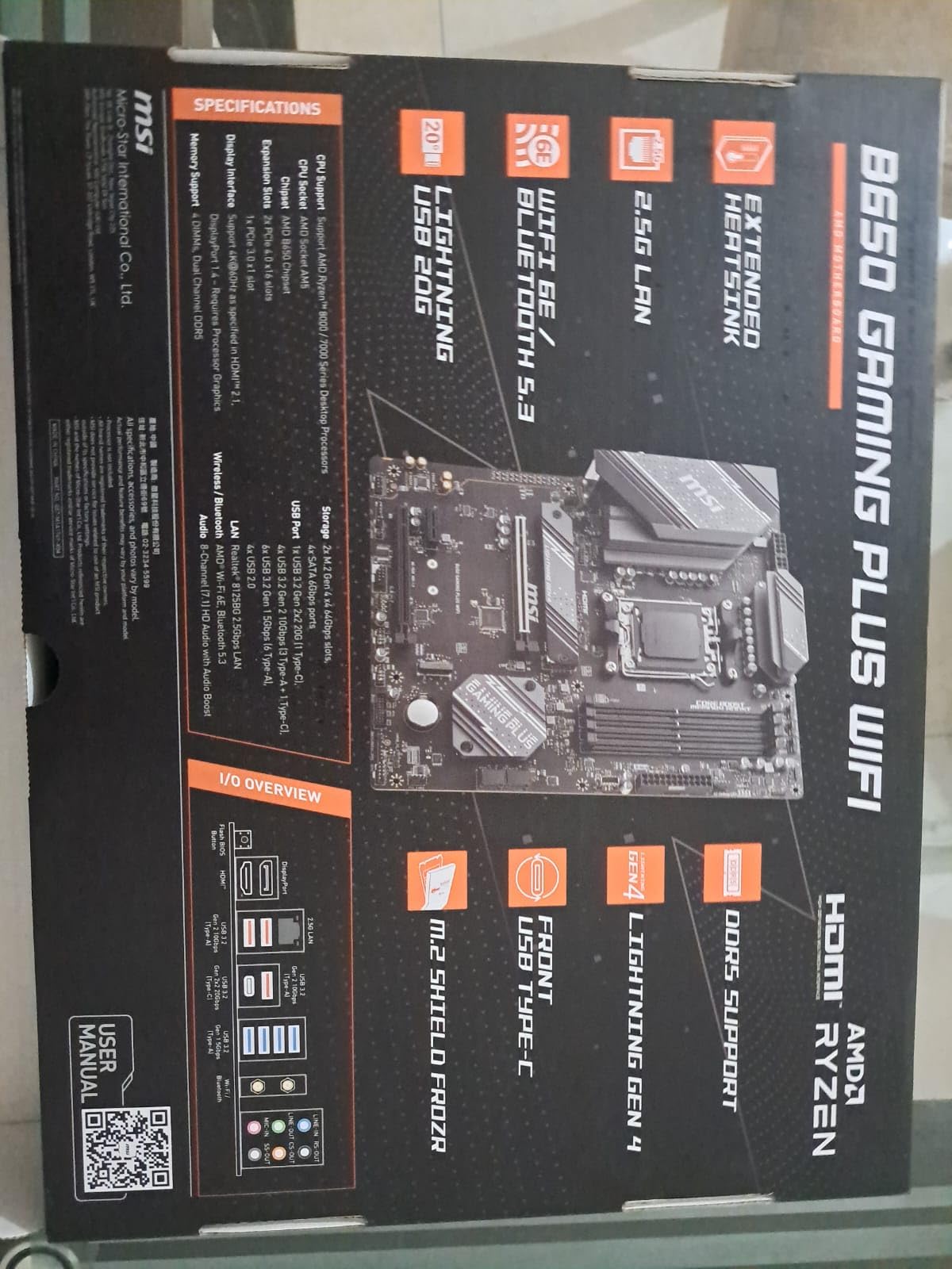 MSI MAG B650 Tomahawk WiFi Gaming Motherboard (AMD Ryzen 9000/8000/7000 Series Processors, AM5, DDR5, PCIe 4.0, M.2, SATA 6Gb/s, USB 3.2 Gen 2, HDMI/DP, Wi-Fi 6E, Bluetooth 5.3, 2.5Gbps LAN, ATX) - Customer Photo 3