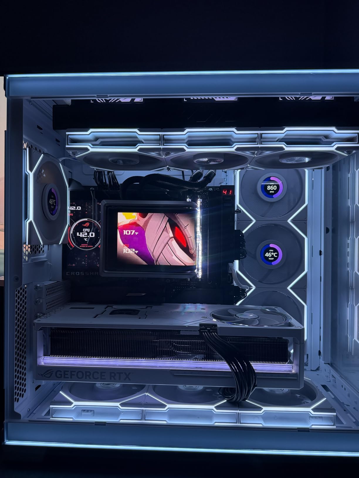 ASUS ROG RYUO III 360 ARGB White Edition All-in-one AIO Liquid CPU Cooler 360mm Radiator, Asetek 8th gen Pump Solution, Anime Matrix LED Display and ROG AF 12S ARGB Fan - Customer Photo 2