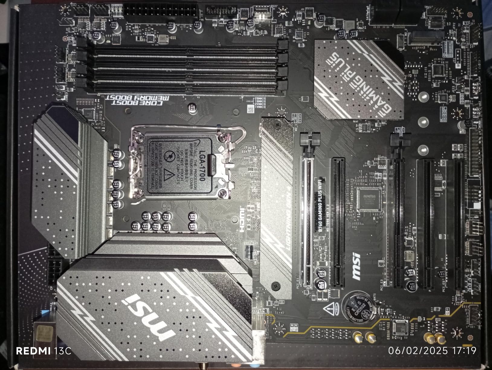 MSI B760 Gaming Plus WiFi Gaming Motherboard (Supports 12th/13th/14th Gen Intel Processors, LGA 1700, DDR5, PCIe 4.0, M.2, 2.5Gbps LAN, USB 3.2 Gen2, HDMI/DP, Wi-Fi 6E, Bluetooth 5.3, ATX) - Customer Photo 4