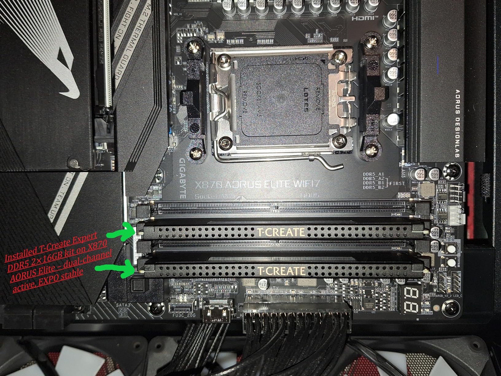 TEAMGROUP T-Create Expert CL30 Overclocking 10L DDR5 32GB Kit (2 x 16GB) 6000MHz (PC5-48000) Intel XMP 3.0 & AMD Expo Compatible Desktop Memory Module Ram Black - CTCED532G6000HC30DC01 - Customer Photo 1