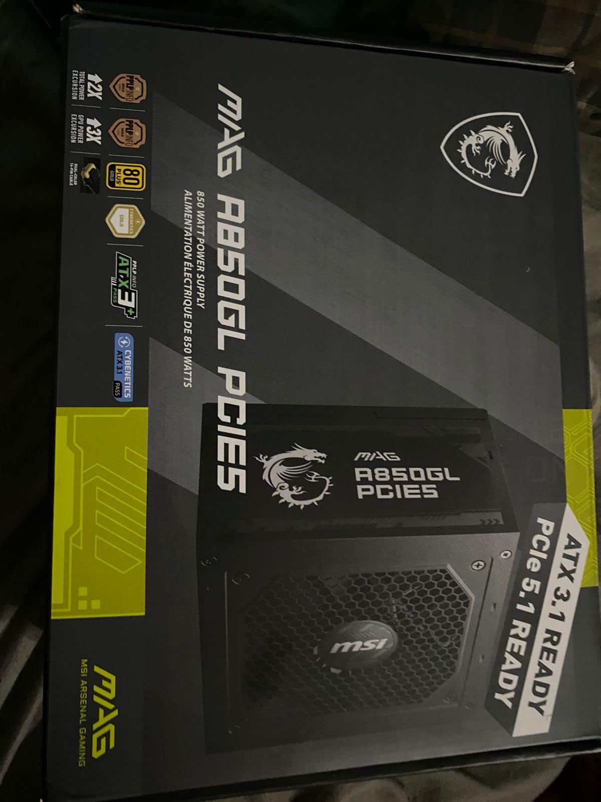 MSI MAG A1000GL PCIE5, Fully Modular Compact Gaming 1000W Power Supply, 80+ Gold, ATX 3.1 & PCIe 5.1 Ready, Native Dual-Color 12V-2x6 Cable, 10 Year Warranty - Customer Photo 1