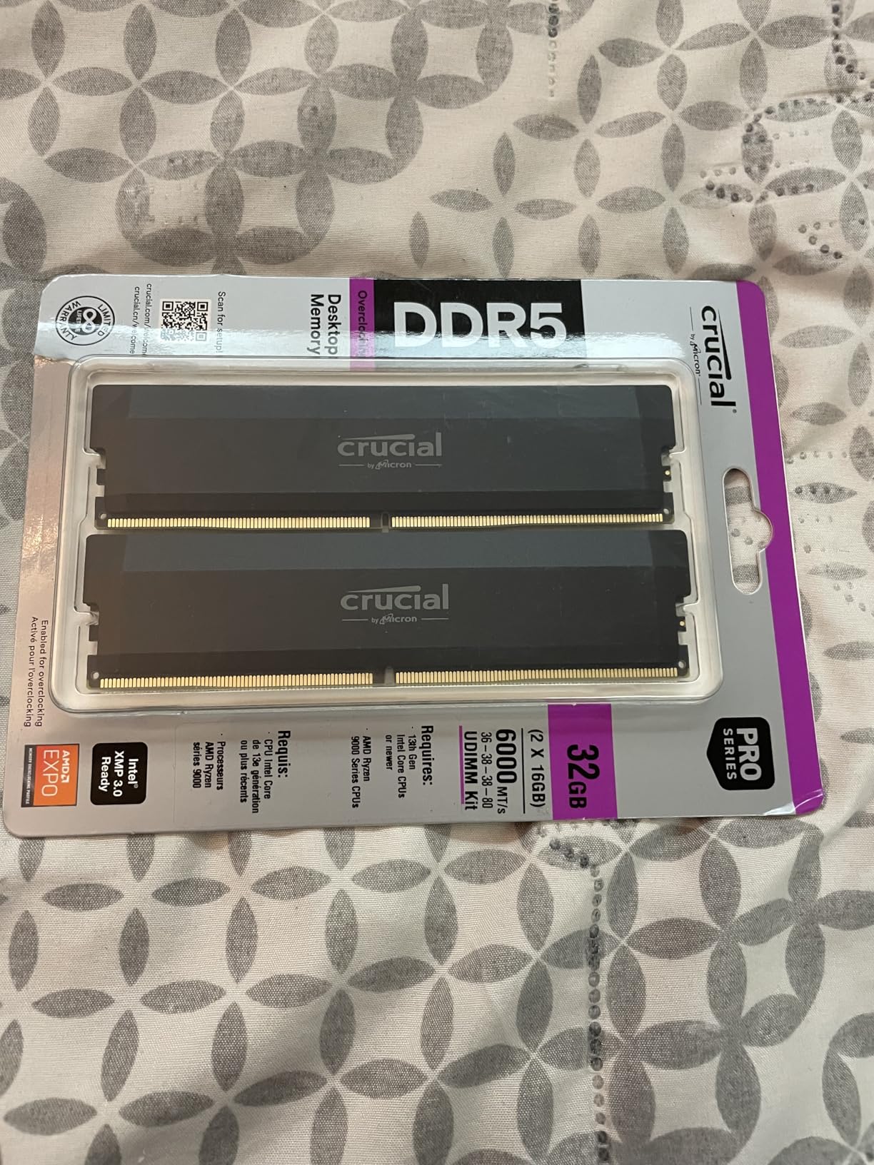 Crucial Pro 32GB DDR5 RAM Kit (2x16GB), CL36 6000MHz, Overclocking Desktop Gaming Memory, Intel XMP 3.0 & AMD Expo Compatible, Black - CP2K16G60C36U5B - Customer Photo 4