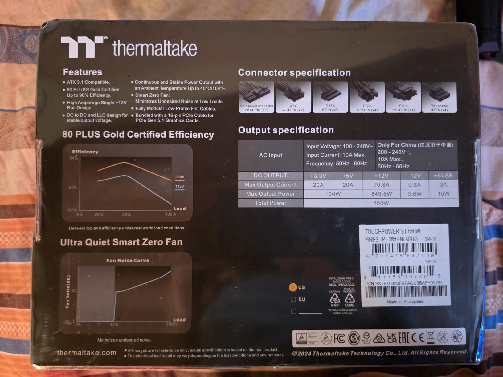 Thermaltake Toughpower GT 750W ATX 3.1 Standard Power Supply; 80 Plus Gold Efficiency; Smart Zero Fan; Native 300W PCIe 5.1 Connector; PS-TPT-0750FNFAGU-3; 5 Year Warranty - Customer Photo 1