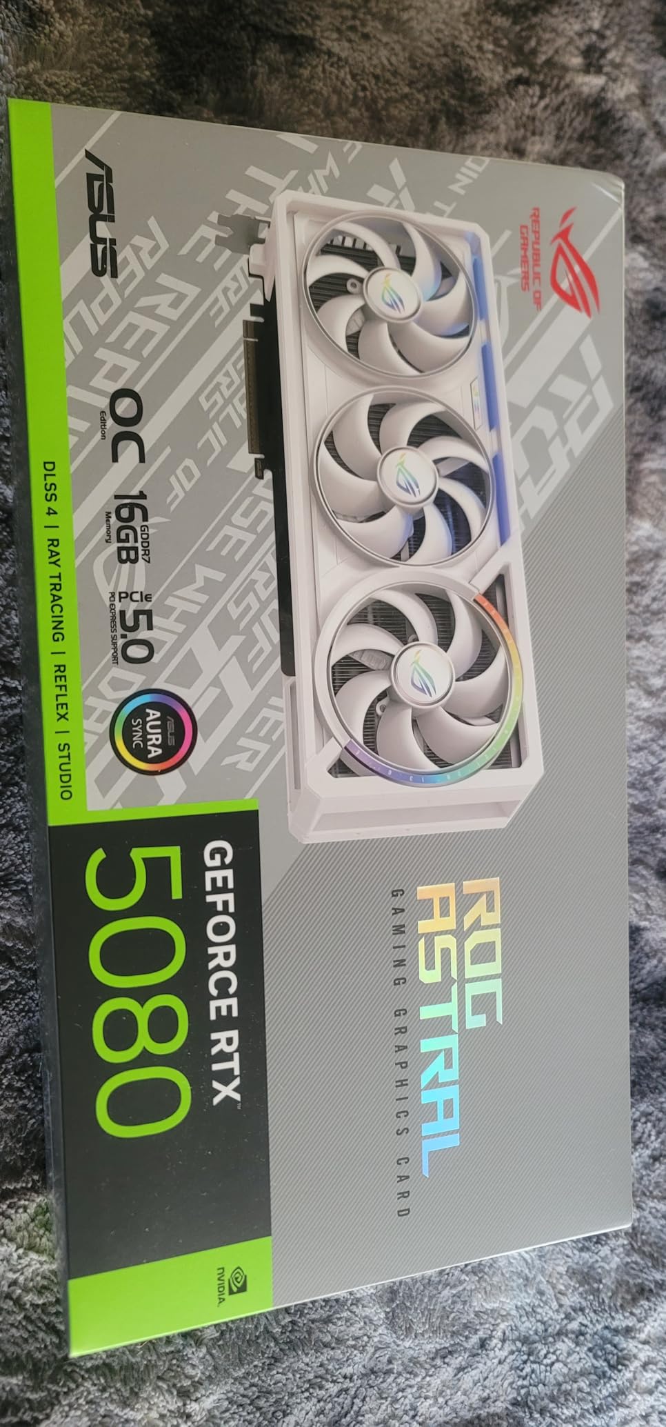 ASUS ROG Astral GeForce RTX 5080 OC Edition Gaming Graphics Card (PCIe 5.0, 16GB GDDR7, HDMI/DP 2.1, 3.8-Slot, 4-Fan Design, Axial-tech Fans, Patented Vapor Chamber, Phase-Change GPU Thermal pad) Customer Review ASUS ROG Astral GeForce RTX 5080 OC Edition Gaming Graphics Card (PCIe 5.0, 16GB GDDR7, HDMI/DP 2.1, 3.8-Slot, 4-Fan Design, Axial-tech Fans, Patented Vapor Chamber, Phase-Change GPU Thermal pad) - Customer Photo 1