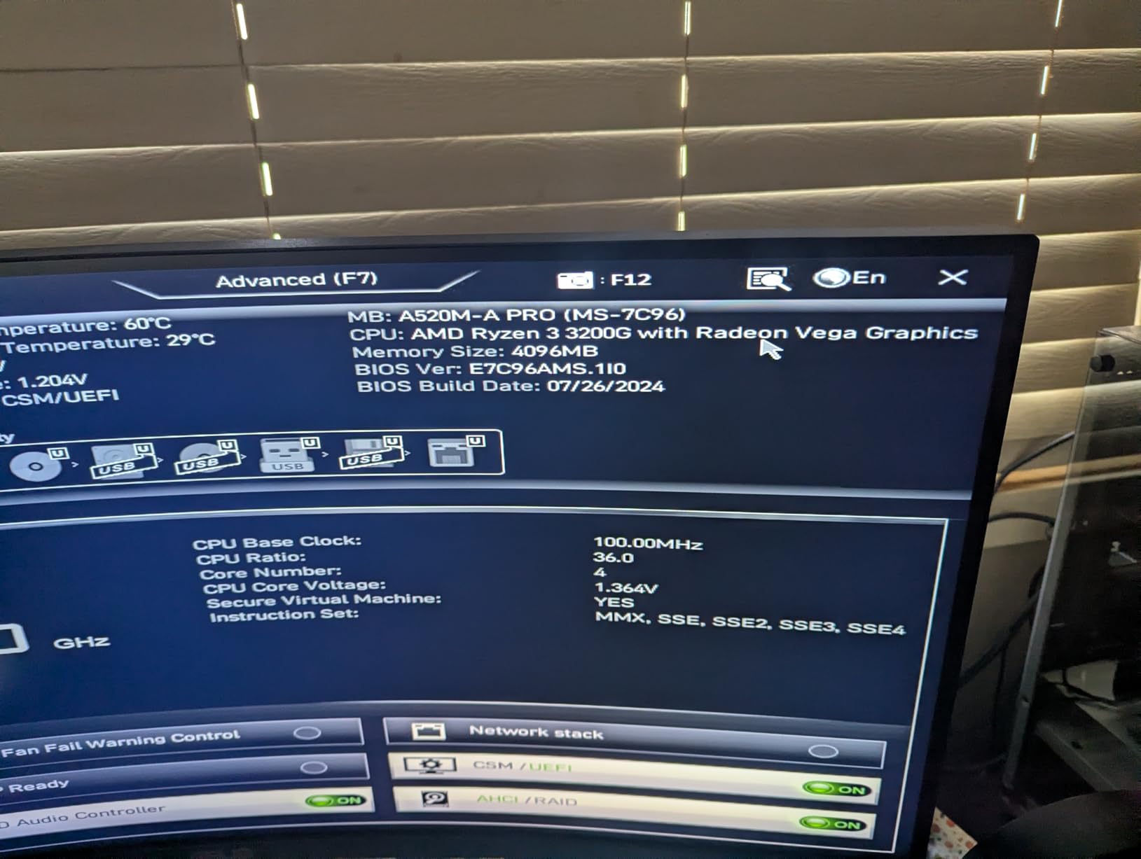 MSI A520M-A PRO V1 Gaming Motherboard (AMD Ryzen 5000, AM4, DDR4, PCIe 3.0, SATA 6Gb/s, M.2, USB 3.2 Gen 1, DVI/HDMI, Micro-ATX) - Customer Photo 0