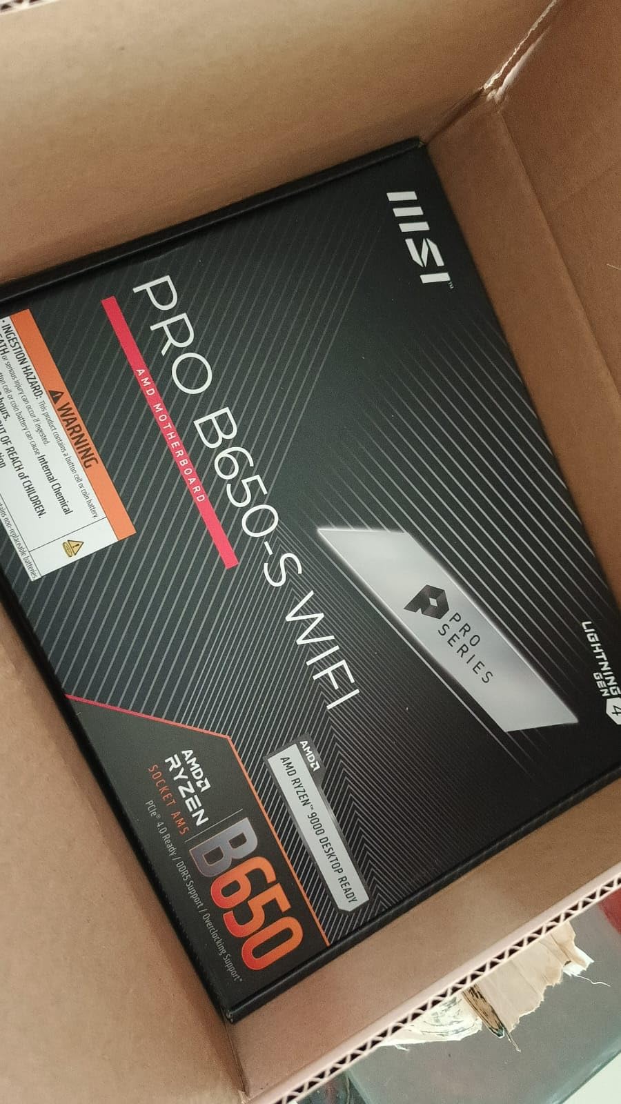 MSI PRO B650-S WiFi V1 Motherboard, ATX - Supports AMD Ryzen 9000/8000 / 7000 Series Processors, AM5 - DDR5 Memory Boost 6000+MHz/OC, 2 x PCIe 4.0 x16, 2 x M.2 Gen4, Wi-Fi 6E - Customer Photo 1