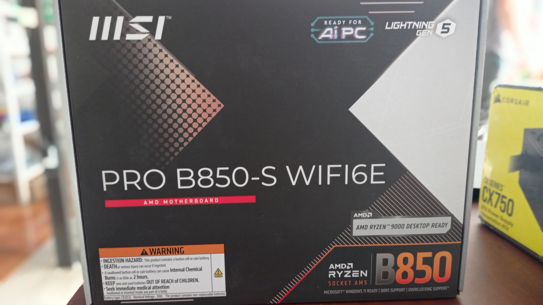 MSI PRO B850-S WIFI6E Motherboard, ATX - Supports AMD Ryzen 9000/8000 / 7000 Processors, AM5 - DDR5 Memory Boost (8200+ MT/s OC), PCIe 4.0 x16, M.2 Gen5, Wi-Fi 6E, 2.5G LAN Customer Review MSI PRO B850-S WIFI6E Motherboard, ATX - Supports AMD Ryzen 9000/8000 / 7000 Processors, AM5 - DDR5 Memory Boost (8200+ MT/s OC), PCIe 4.0 x16, M.2 Gen5, Wi-Fi 6E, 2.5G LAN - Customer Photo 1