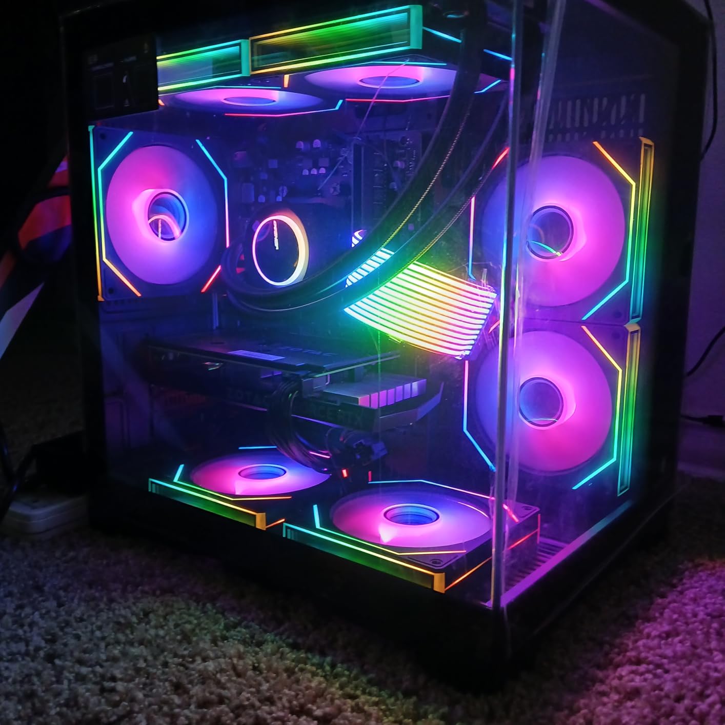 HELLOLAND Gaming PC | AMD Ryzen 7 7800X3D & RTX 5060 8GB | 32GB DDR5 RAM | 1TB SSD | PSU 650W | WiFi & BT | 240mm Liquid Cooler & 7 RGB Fans| Windows 11 | Black Desktop Computer - Customer Photo 1