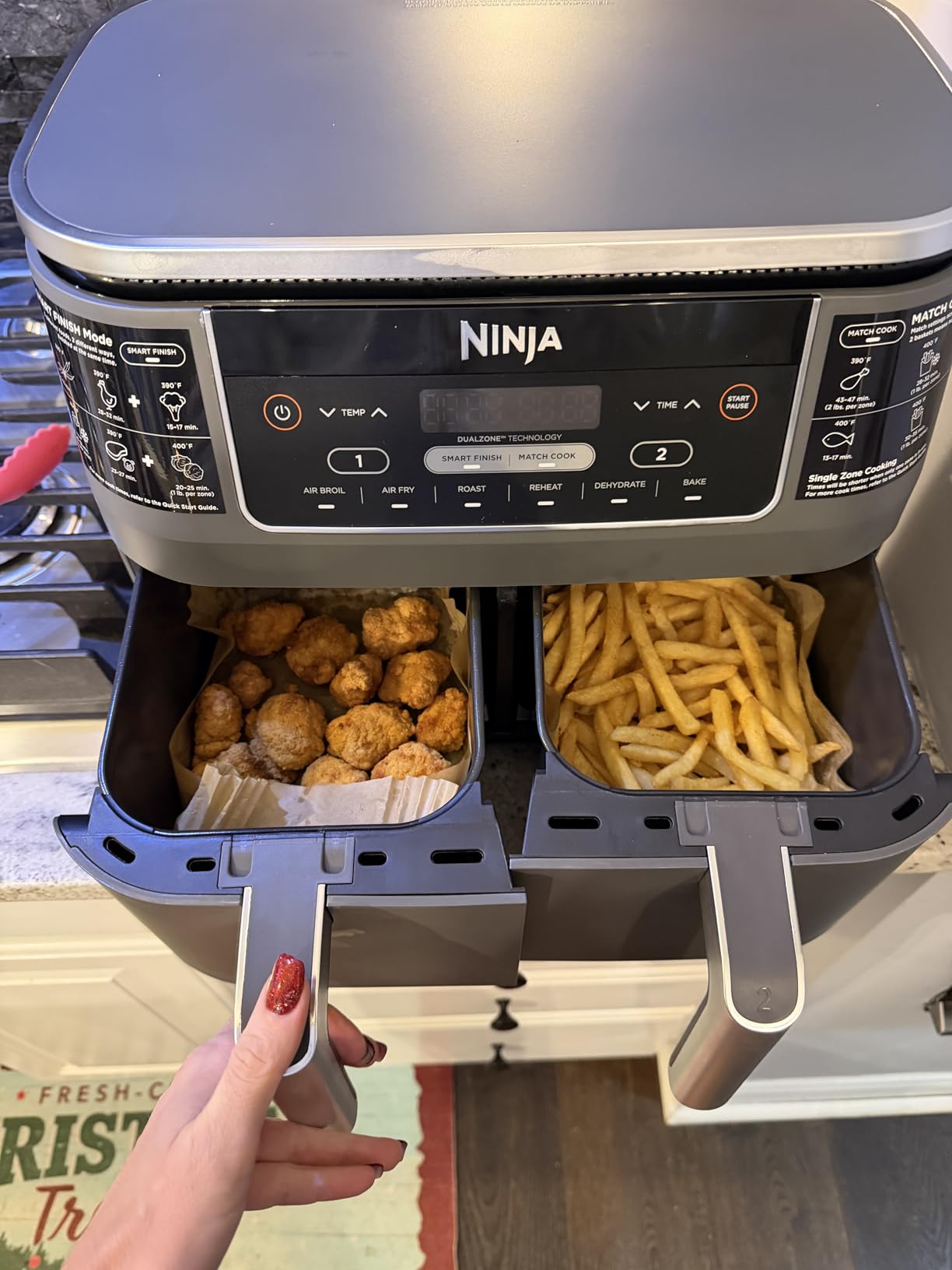 Ninja DZ201 Foodi 8 Quart 6-in-1 DualZone 2-Basket Air Fryer with 2 Independent Frying Baskets, Match Cook & Smart Finish, Grey customer photo 2