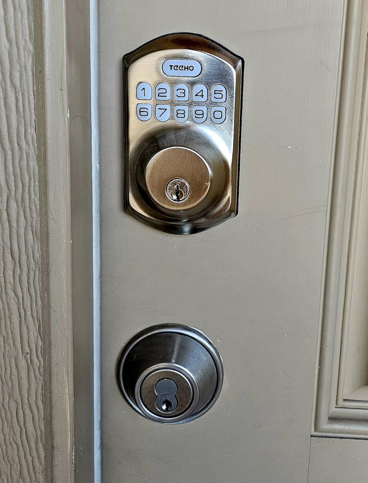 TEEHO TE001 Keyless Entry Deadbolt with Keypad for Front Door, Satin Nickel customer photo 2