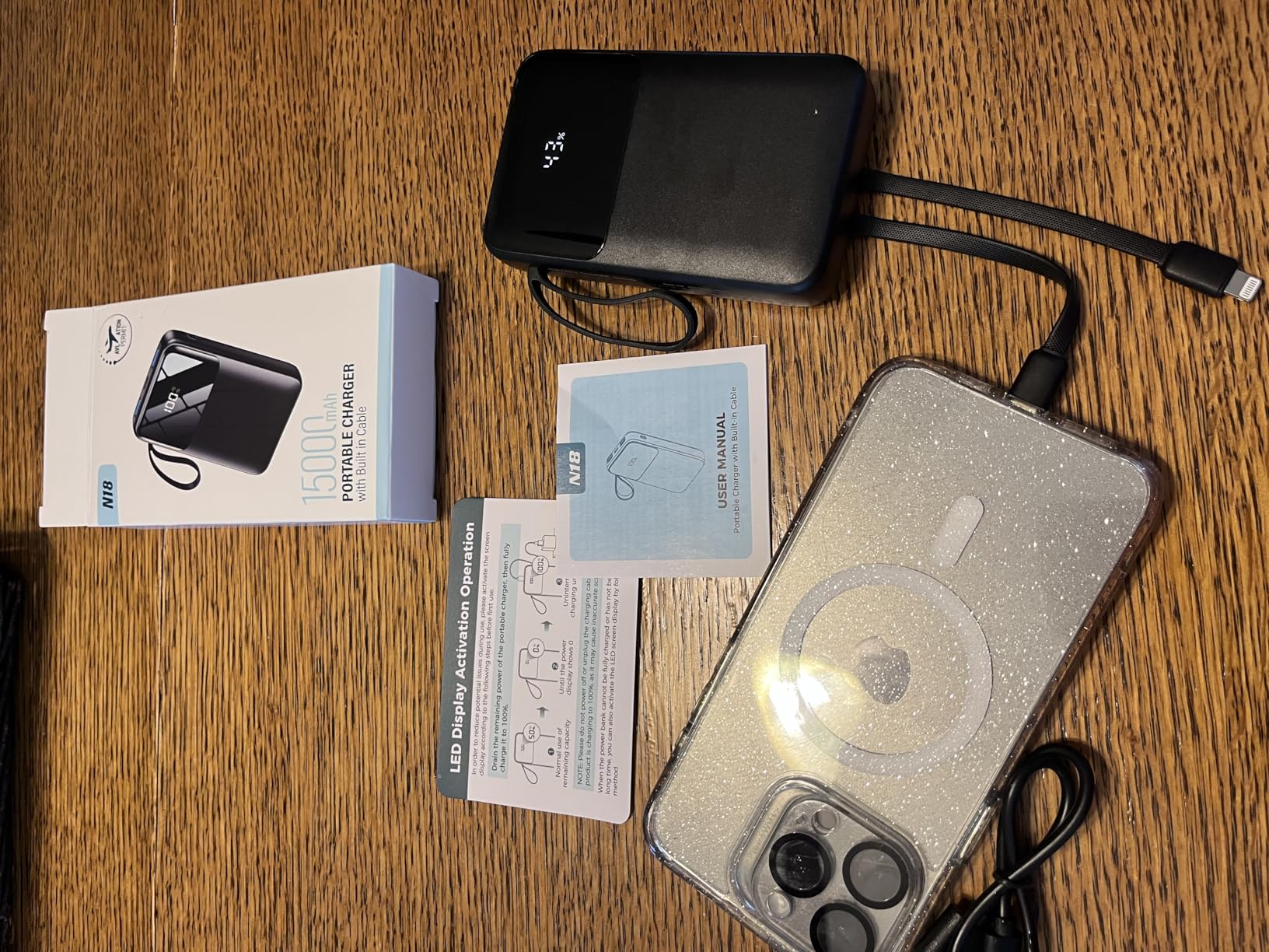 HELLEE 15000mAh Portable Charger Power Bank, 45% Smaller Built-in 4 Cables customer photo 2