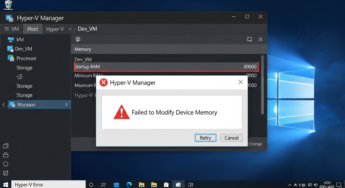 Failed to Modify Device Memory Error in Hyper-V VM