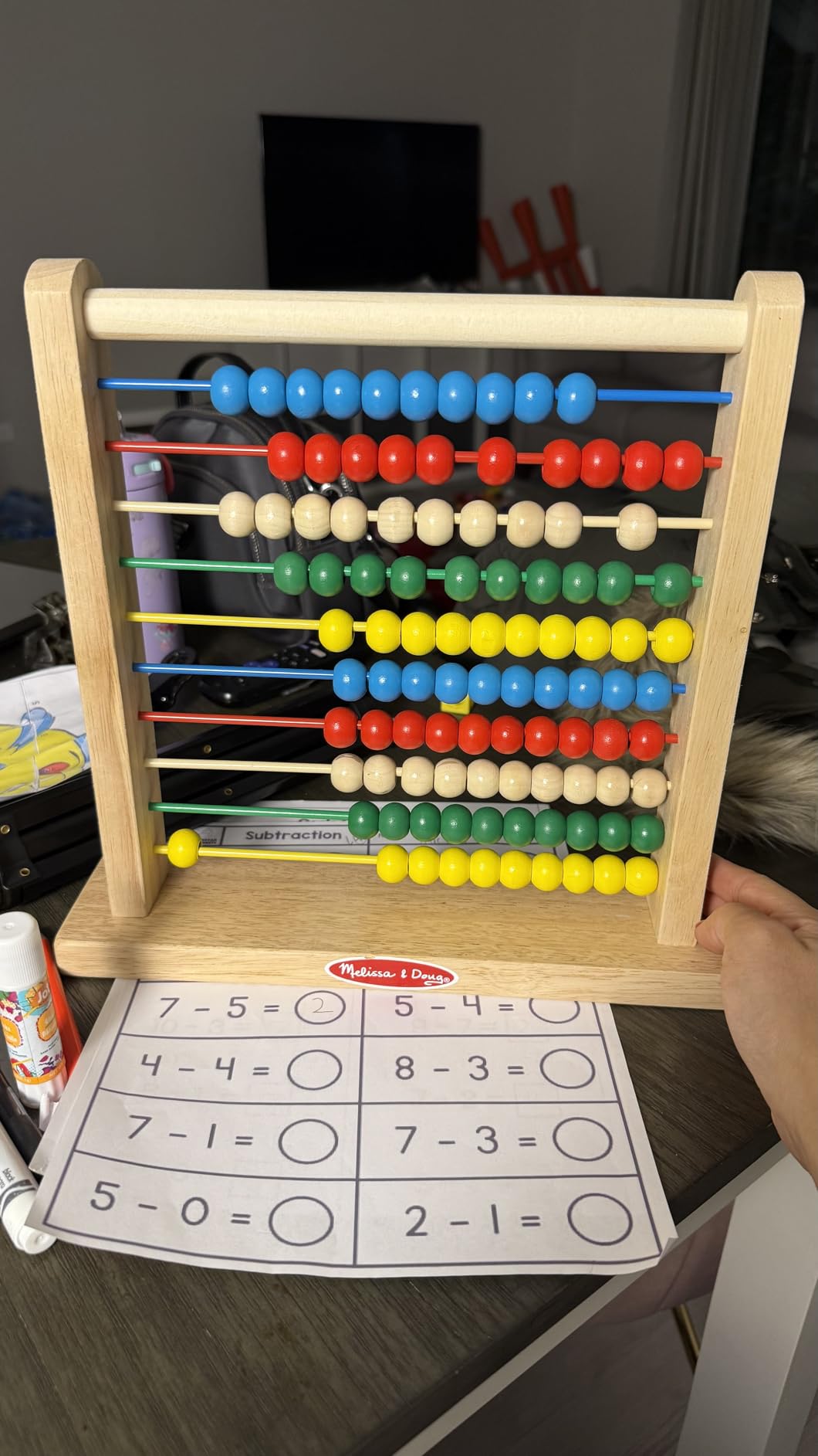 Melissa & Doug Abacus Classic Wooden Toy with 100 Beads - Preschool Learning Activities and Math Games for Kids, Homeschool Essentials for Ages 3+ customer photo 1
