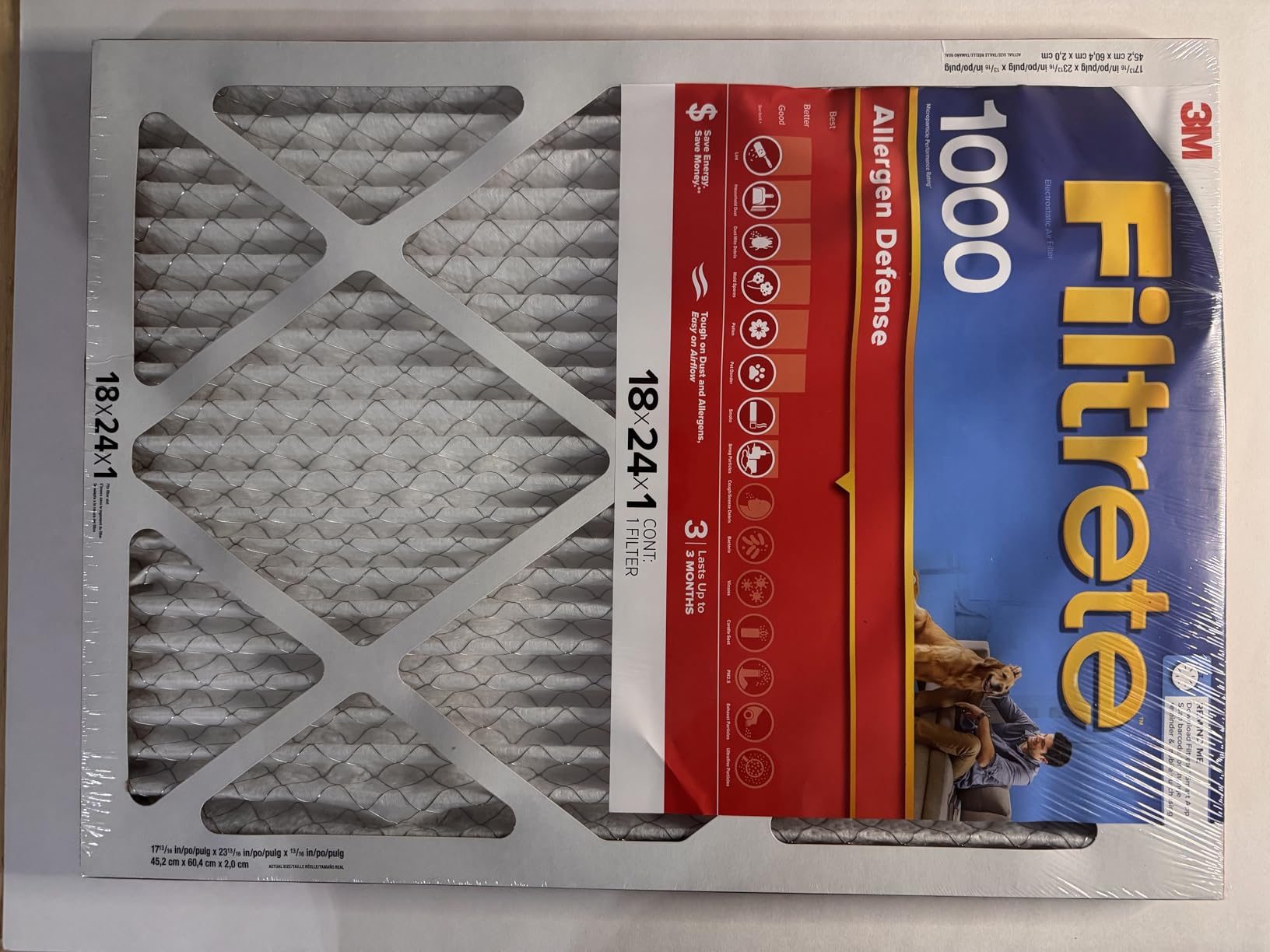 Filtrete 16x25x1 Air Filter, MERV 11, MPR 1000, Allergens & Pet Dander, 3-Month AC and Furnace Filters, Cleaner Air, Reliable Airflow, 4 HVAC Filters (Actual Size 15.68 x 24.68 x 0.81 in) customer photo 2