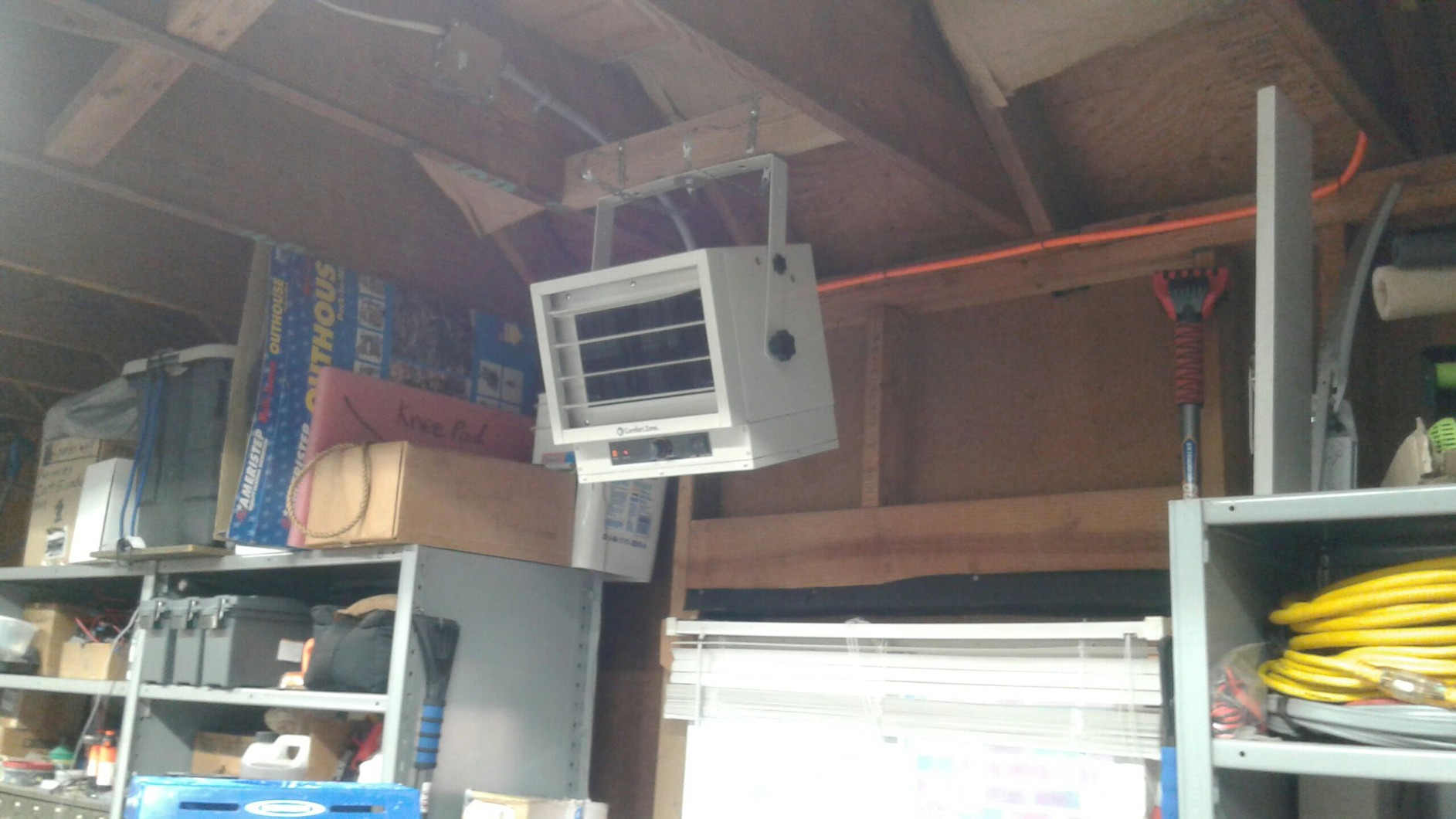 Comfort Zone 5000W Ceiling Mounted Garage Heater – 240V Electric Shop Heater with 3 Heat Settings, Overheat Protection, Indoor Use, ETL Listed, Grey | 240V hardwired commercial heater offers 3 heat settings (3,000, 4,000, 5,000W) for garages and workshops. customer photo 2