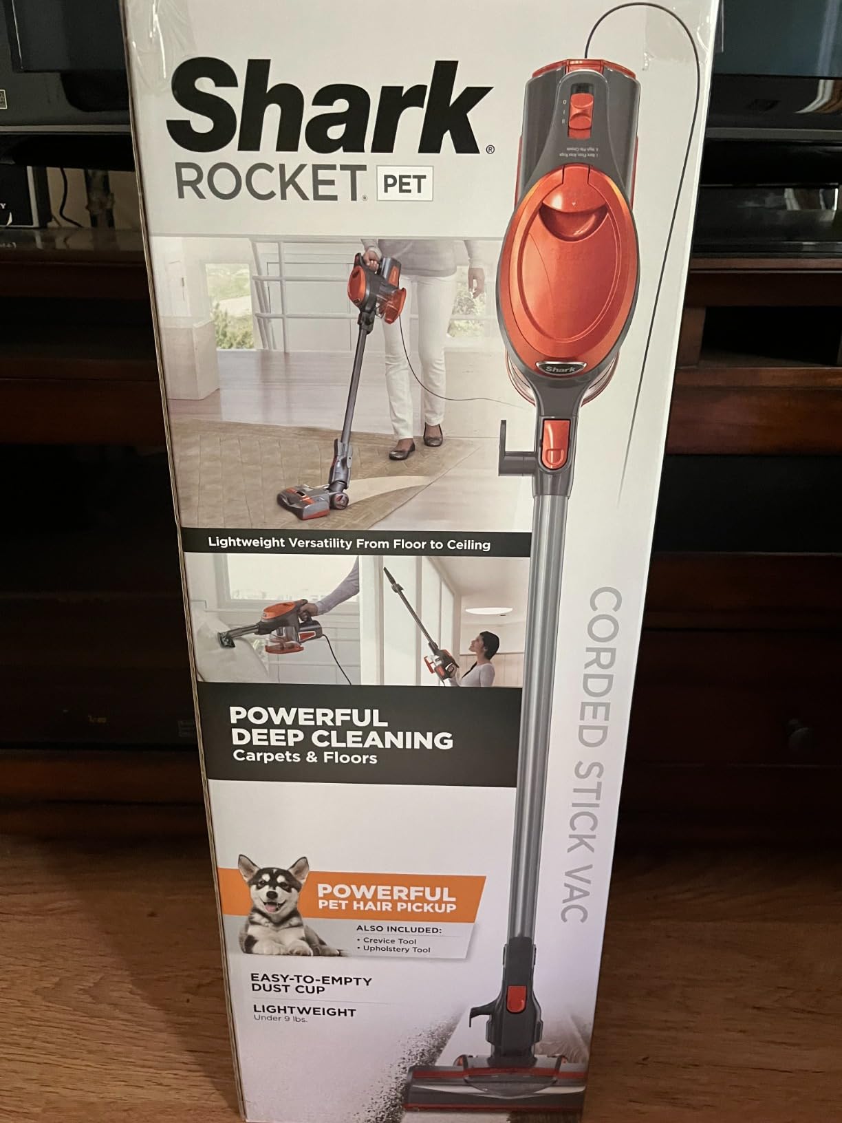 Shark Rocket Ultra-Light | Corded Stick Vacuum Cleaner for Carpet, Rugs & Hard Floors | Lightweight Hand Vacuum for Pet Hair & Upholstery | Swivel Steering | 2 Attachments | Gray/Orange | HV301 customer photo 1