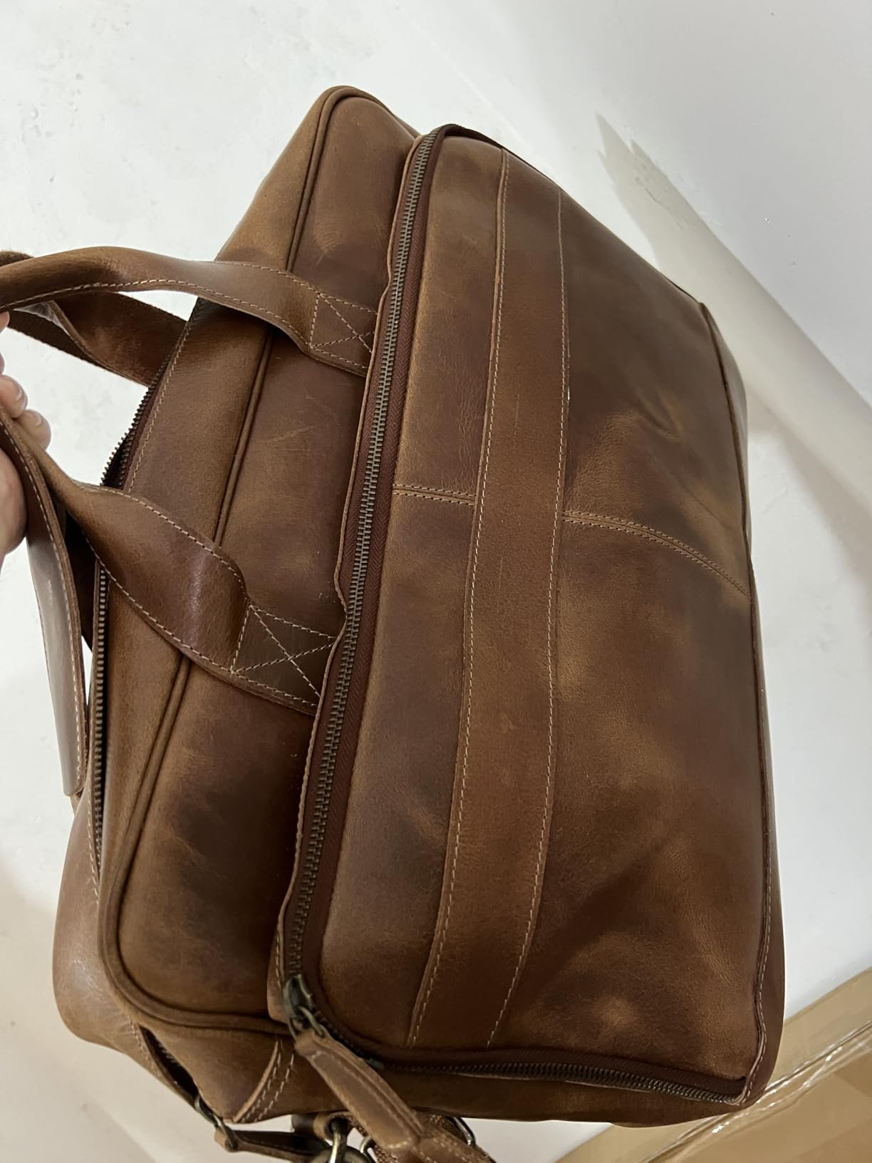 Leather briefcase 18 Inch Laptop Messenger Bags for Men and Women Best Office briefcase Satchel Bag customer photo 1