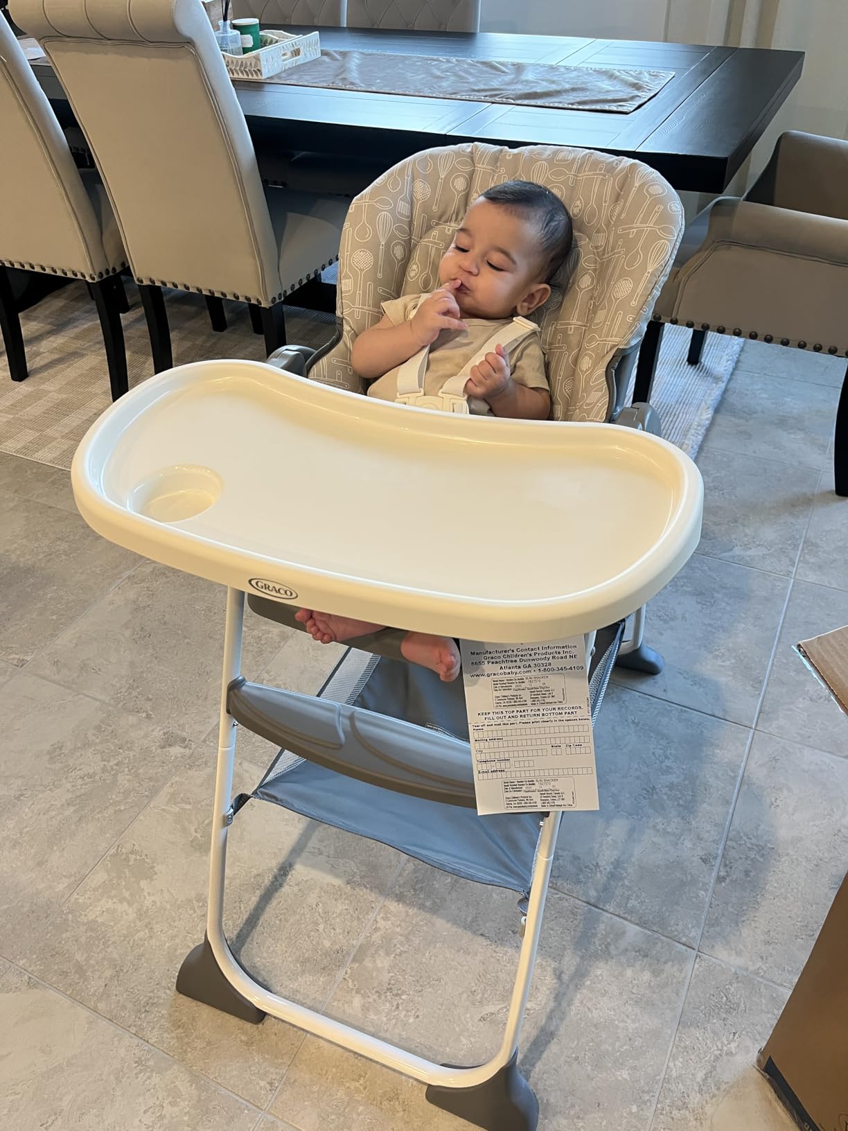 Graco Slim Snacker High Chair, Ultra Slim, Fast-Folding, Multiple Recline Positions, Comfortable Feeding, Whisk customer photo 2