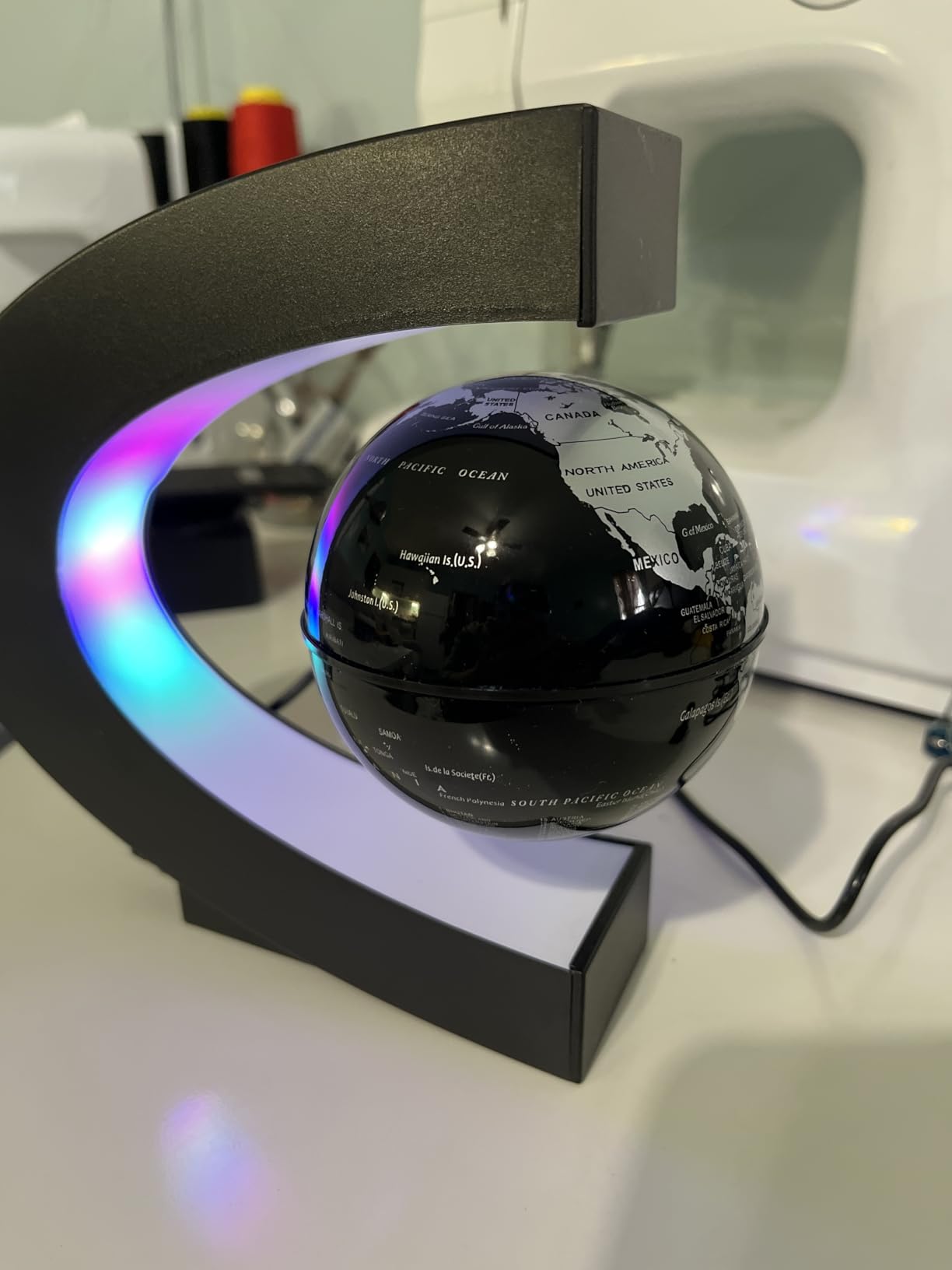 Magnetic Levitating Globe with LED Light | Cool Tech Gift for Men Father | Boys Birthday Gifts for Him | Floating Globes World Office Desk Accessories Tech Gadgets Home Decor Display- Black customer photo 1