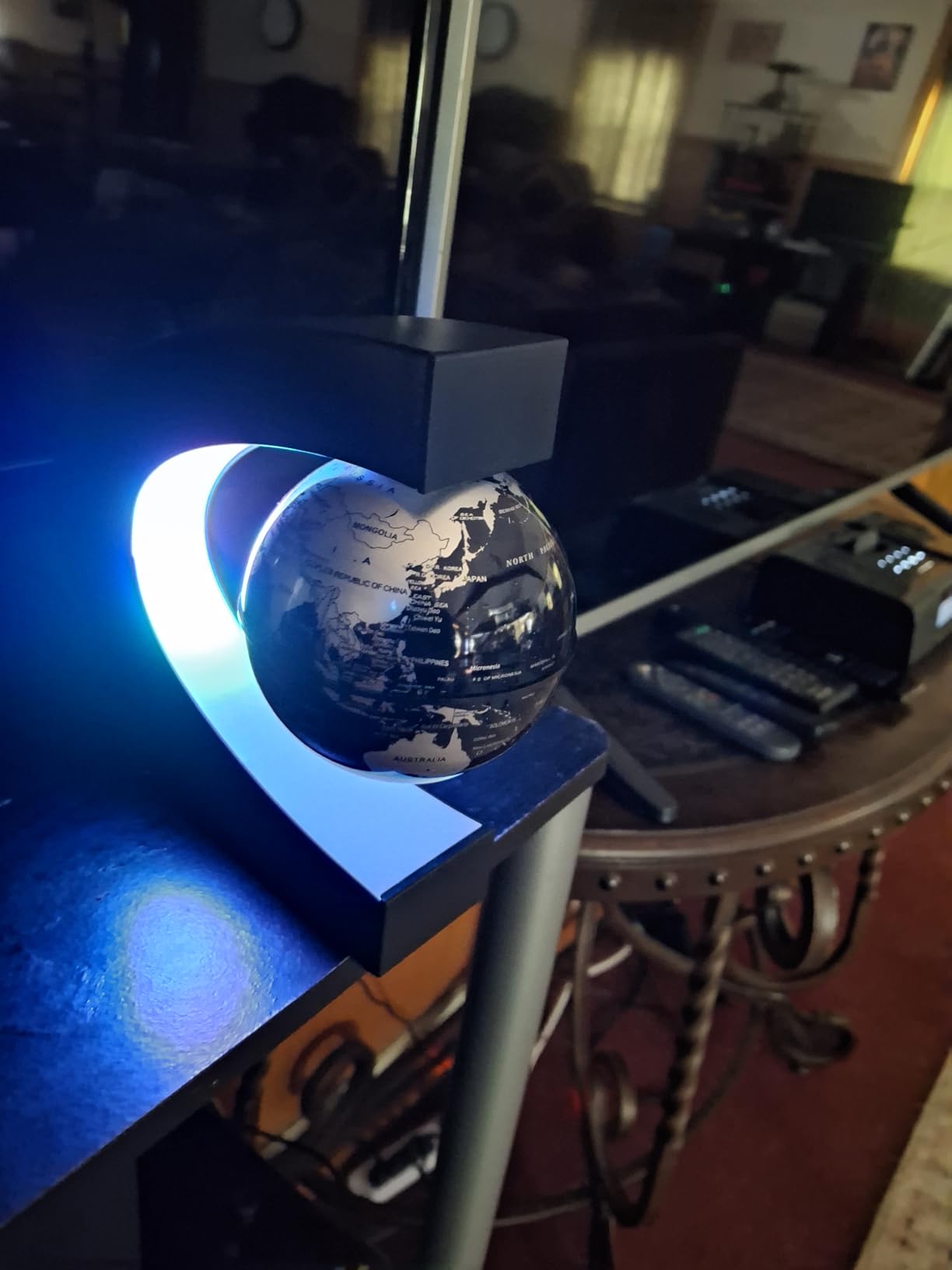 Magnetic Levitating Globe with LED Light | Cool Tech Gift for Men Father | Boys Birthday Gifts for Him | Floating Globes World Office Desk Accessories Tech Gadgets Home Decor Display- Black customer photo 2