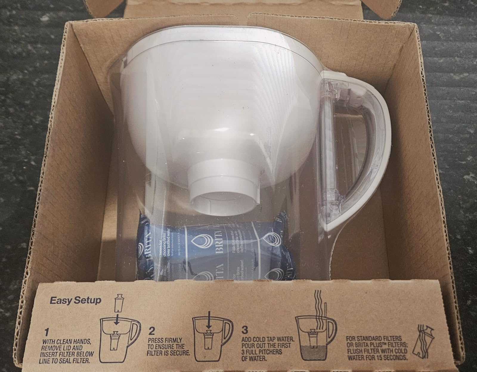 Brita Large 10 Cup Water Filter Pitcher, Includes 1 Filter, Bright White | WQA and NSF/ANSI Certified, Reduces Chlorine, Copper, Mercury & Cadmium, Lasts 2 Months, Household Essential customer photo 2