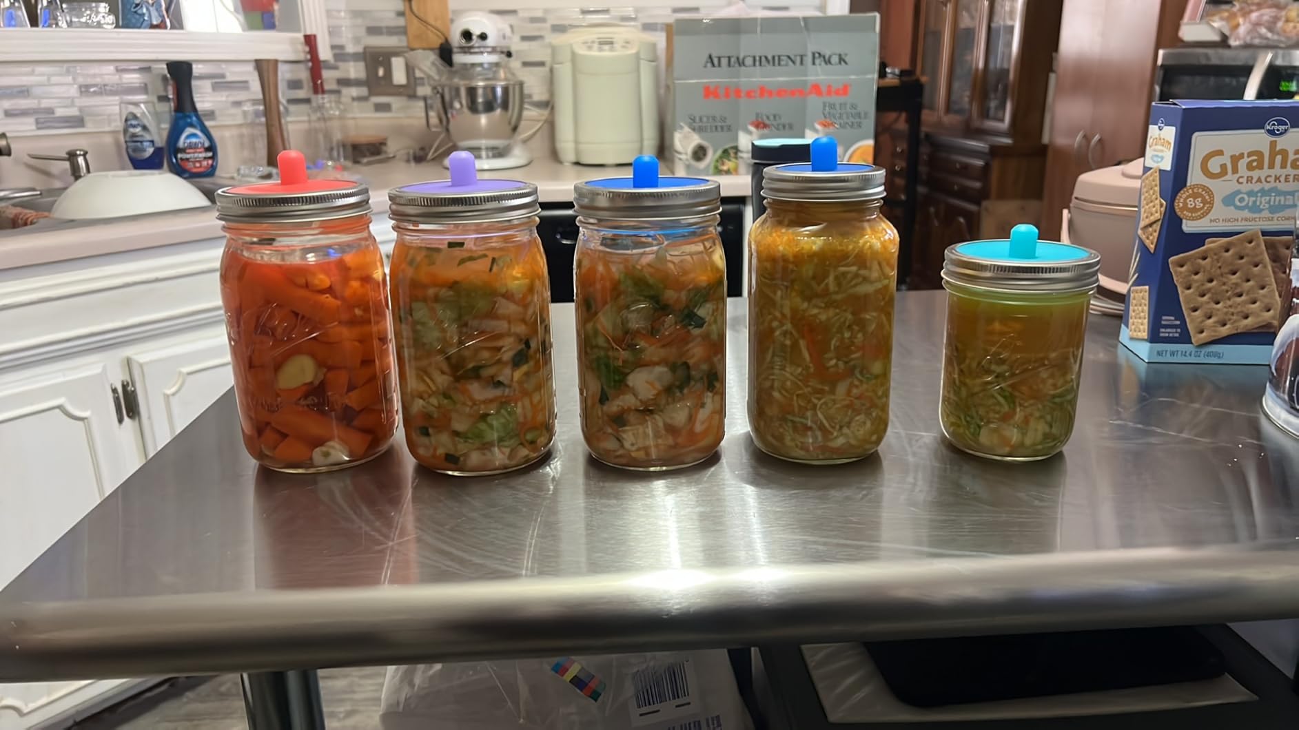 Masontops Complete Mason Jar Fermentation Kit - Pickle Kit, Sauerkraut Making Kit Kimchi Container - Fermentation Airlock Lids Wide Mouth Mason Jars customer photo 2