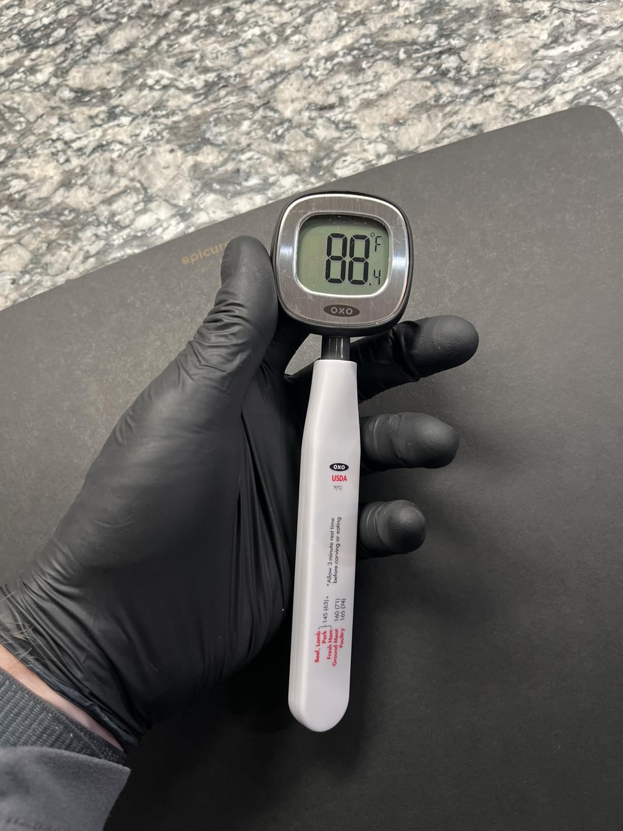 OXO Good Grips Chef's Precision Digital Instant Read Thermometer | Fast Read, Stainless Steel Probe, Accurate, Celsius & Farenheit, Backlit Display, Ideal for Meat and Candy, Battery Included customer photo 2
