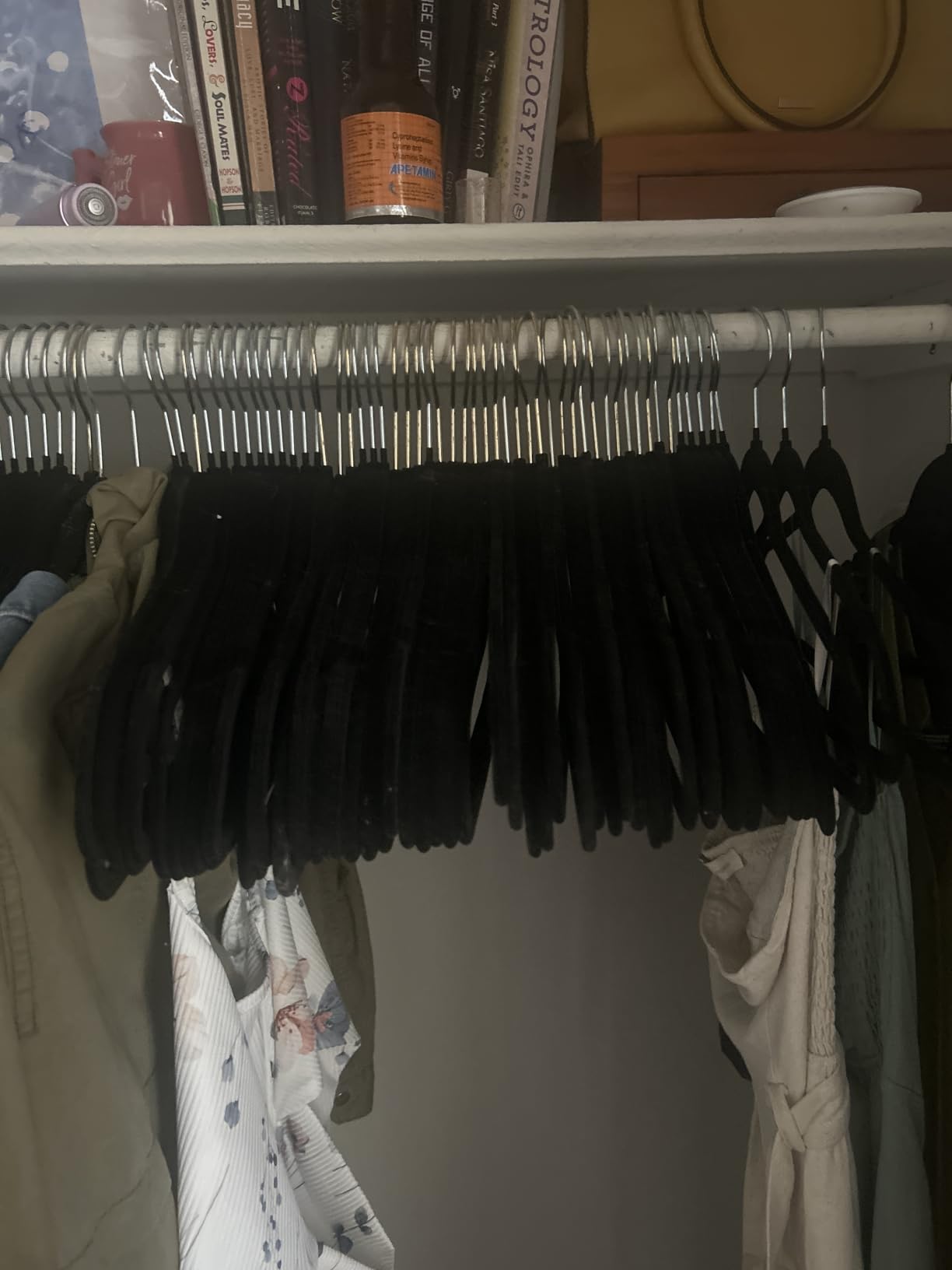 ZOBER Black Velvet Hangers 50 Pack - Clothes Hangers, Coat Hanger for Pants & Dress Clothes - Non Slip w/ 360 Degree Swivel, Holds up to 10 lbs - Strong Felt Hanger for Clothing customer photo 1