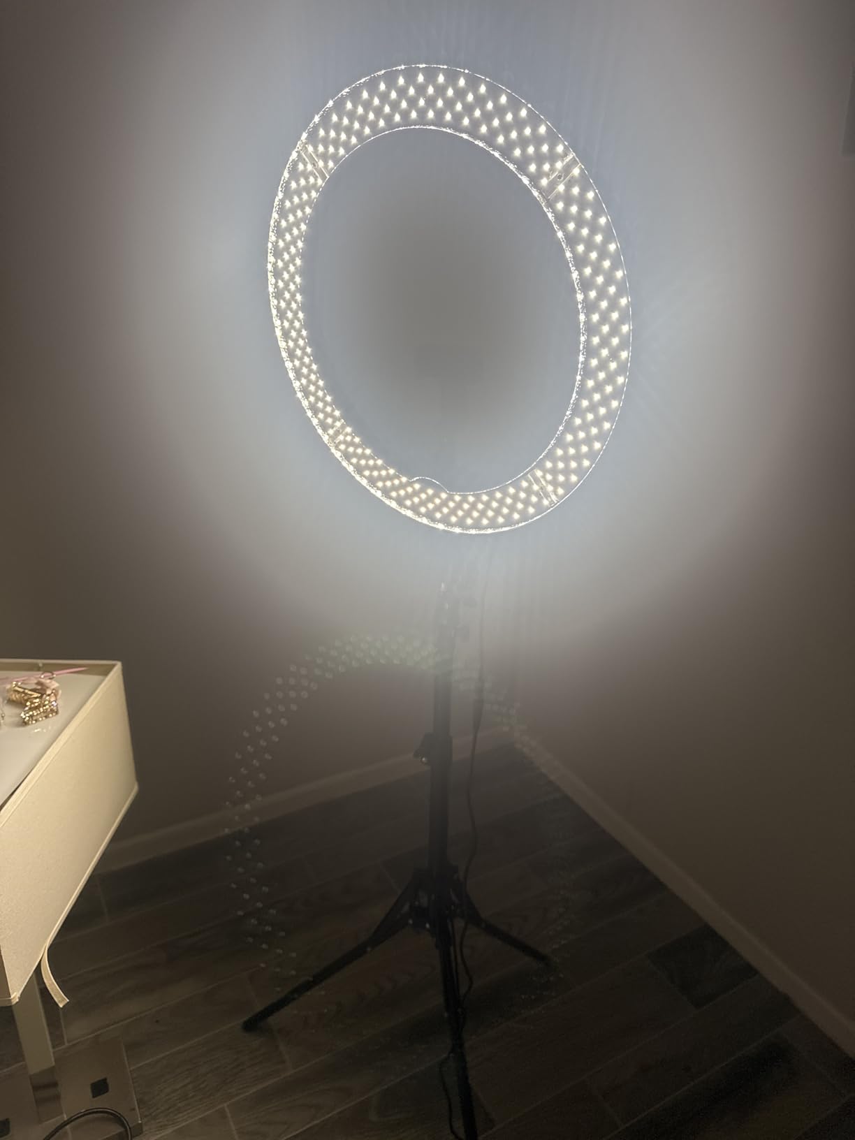 NEEWER Ring Light 18inch Kit: 55W 5600K Professional LED with Stand and Phone Holder, Soft Tube & Bag for Tattoo Lash Extension Barber Makeup Artist Studio Video Photography Lighting, RL-18 customer photo 2