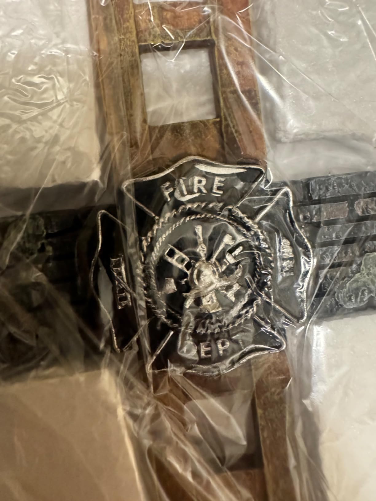 Firefighter Gift Maltese Cross Statue, 10 Inch Fireman Home Decor Memorial Figurine, Retired Firefighter Gifts, Collectible Display for Desk & Mantle customer photo 1