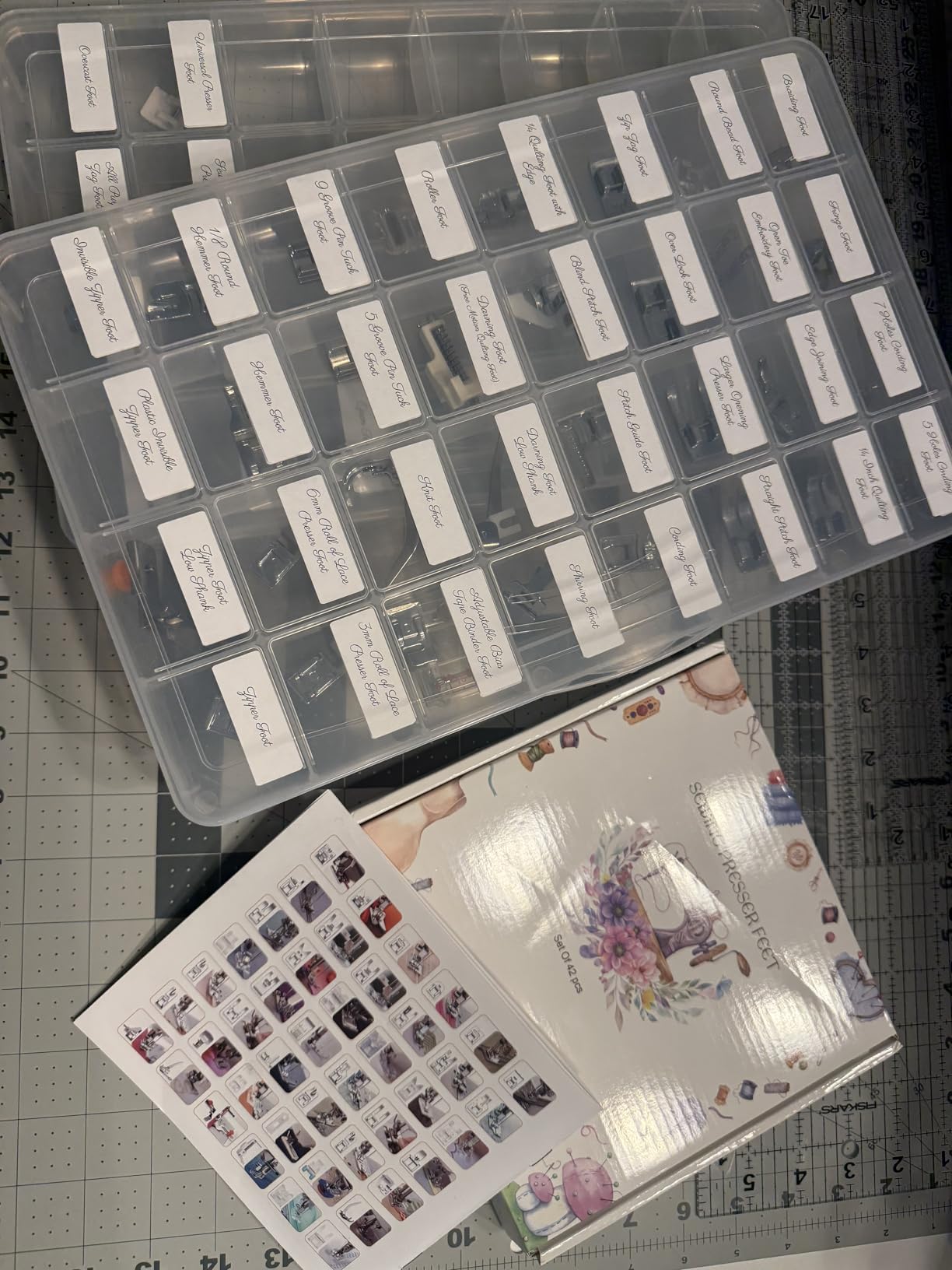 Sewing Machine Presser Feet Set 42 Pcs for Brother, Babylock, Singer, Janome, Elna, Toyota, New Home, Simplicity, Necchi, Kenmore, and Most of Low Shank Sewing Machines customer photo 2