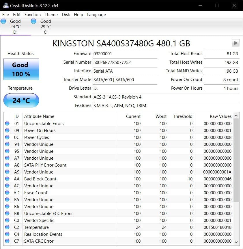 Kingston 240GB A400 SATA 3 2.5
