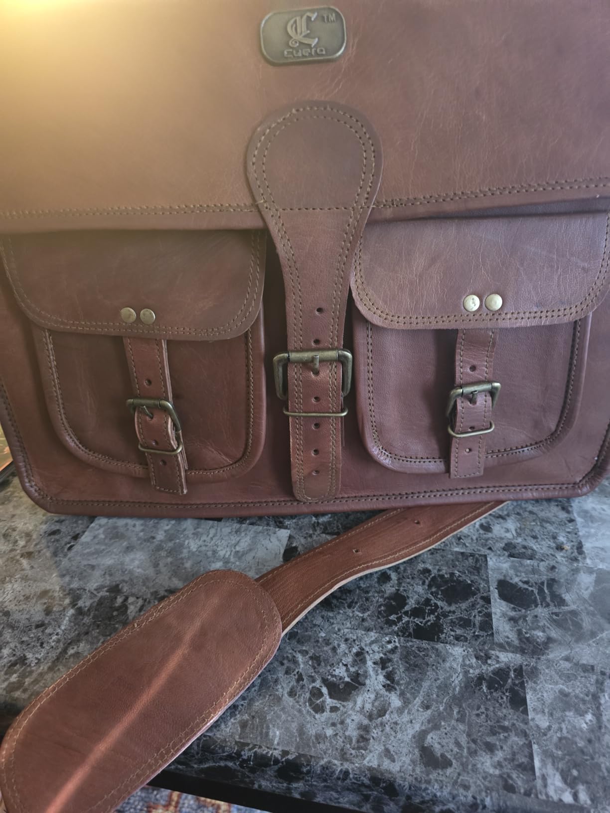cuero Leather Messenger Bag for Men, 18 Inch Laptop Crossbody, Handmade Leather Shoulder Satchel Bag for Men, Full Grain Business Briefcase for Office/Work/Travel - Vintage Brown customer photo 1