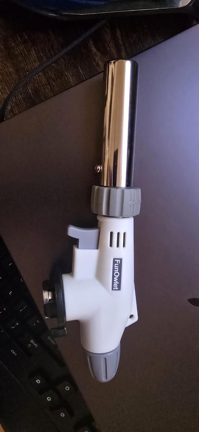 FunOwlet Butane Torch, Reverse Use Culinary Kitchen Blow Lighter with Adjustable Flame, Butane Fuel Not Included, Ideal for Chef Cooking, Creme, Brulee, BBQ, Baking, DIY Soldering customer photo 2