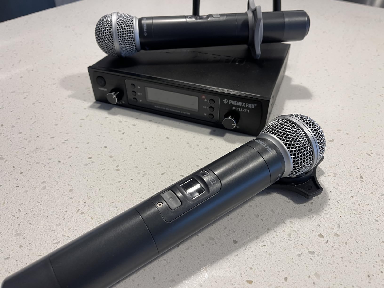 Phenyx Pro Dual UHF Auto Scan Handheld Wireless Microphone System PTU-71-2H | 2 Dynamic Mics, 2 x 100 Frequencies, 328 ft Range, Live Vocals, Karaoke Events, Worship Services customer photo 2