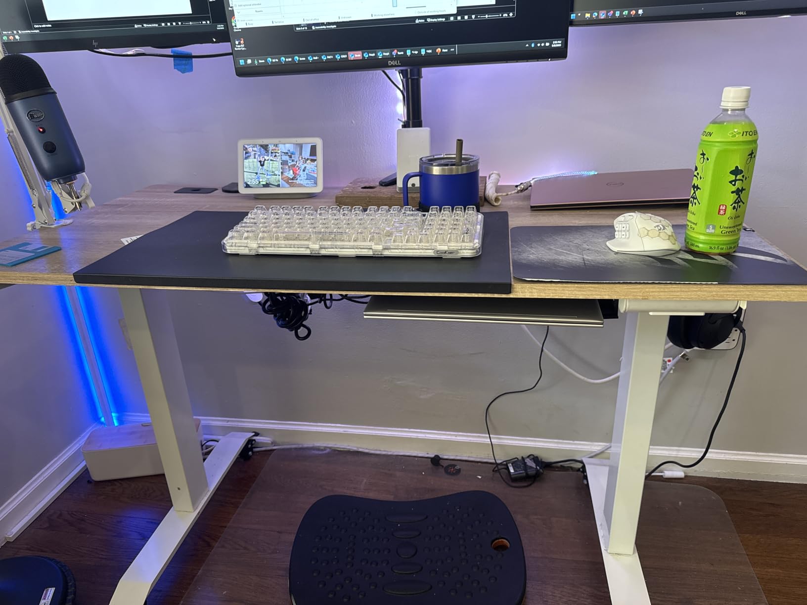 SHW 55 x 28 Electric Height Adjustable Standing Desk w/Drawer, Maple | w/ Memory Presets and Cable Management | Drawer with adjustable compartments | Hanging Hooks customer photo 2