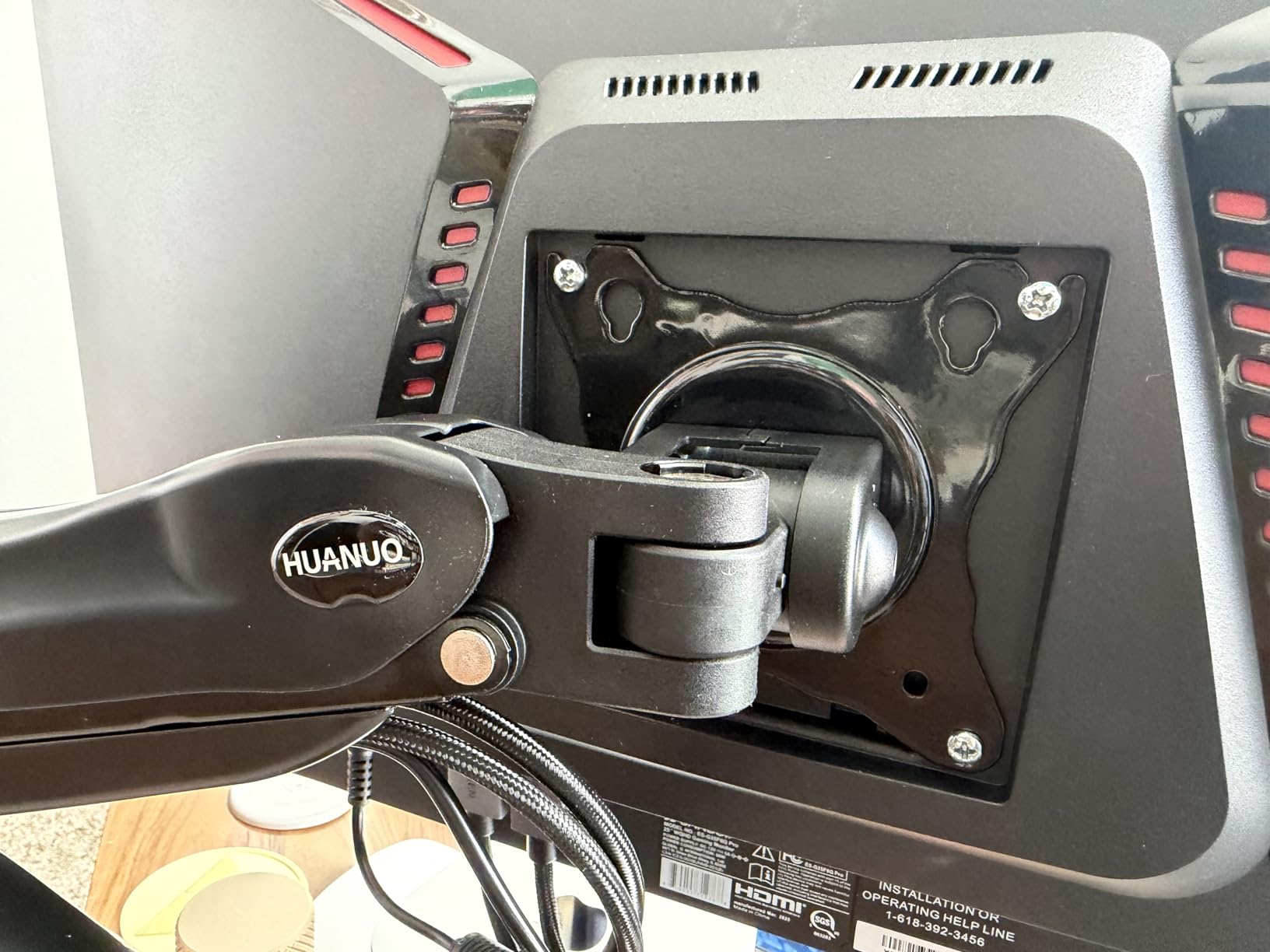 HUANUO FlowLift Single Monitor Mount, 13 to 32 Inch Monitor Arm, Adjustable Monitor Stand, VESA Mount with Clamp and Grommet Base - Fits 4.4 to 19.8lbs LCD Computer Monitors customer photo 2