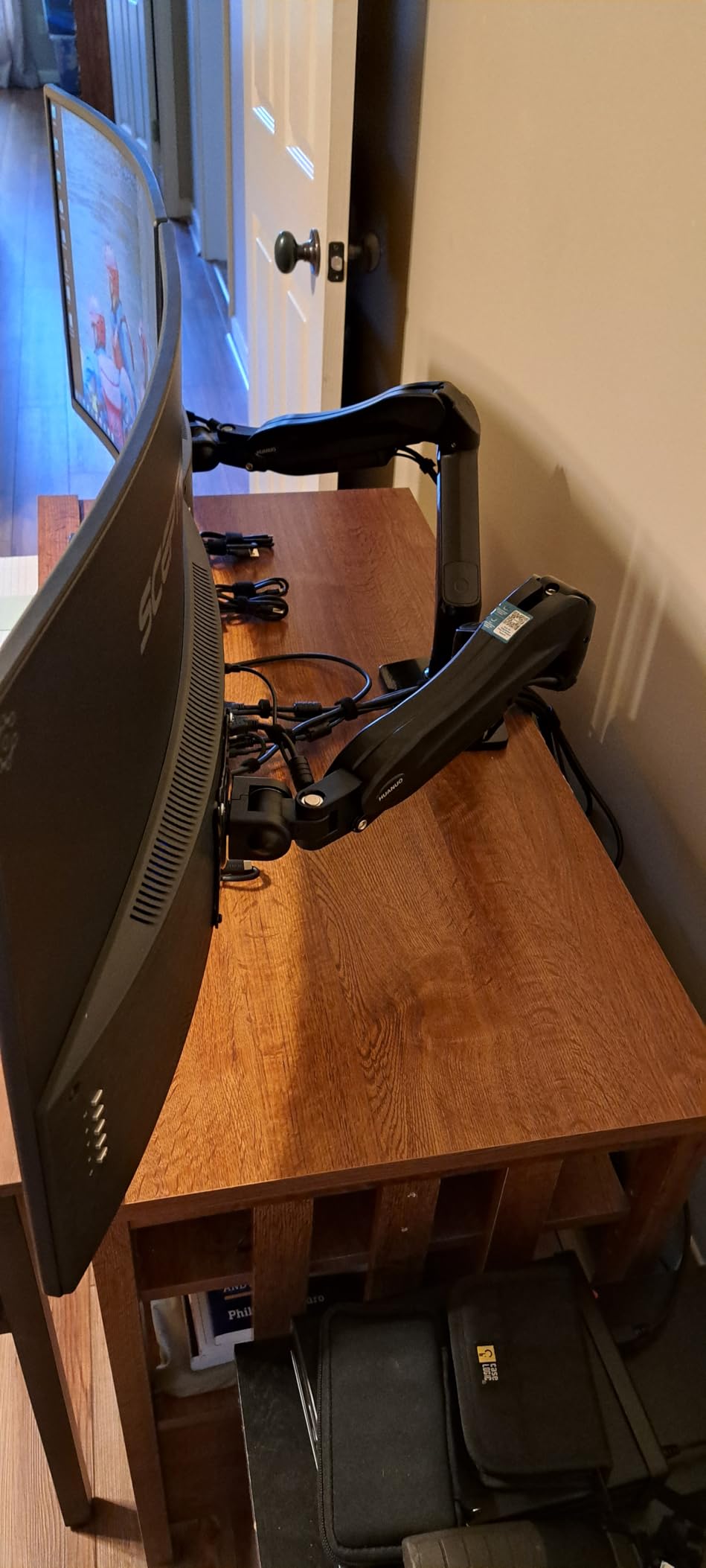 HUANUO FlowLift Dual Monitor Stand, Fully Adjustable Gaming Monitor Desk Mount for 13-32