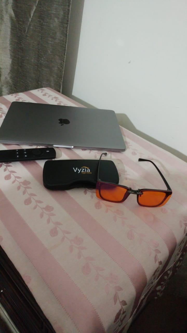 Vyzia Clip On Blue Light Blocking Glasses For Sleep | Fits Over Prescription Glasses, Orange Lenses Help Reduce Computer Eye Strain and Induce Sleep customer photo 2