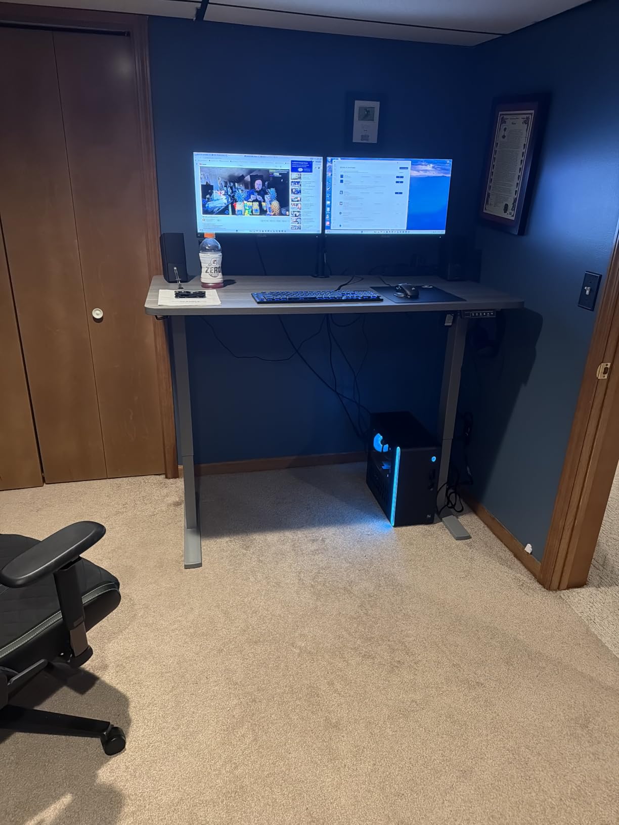 VIVO Black 60 x 24 in Standing Desk, DESK-KIT-1B6B | Electric, Holds 220 lbs, Sit Stand, Height Adjustable, Solid One-Piece Table Top, Memory Presets, 1B Series, Black Frame customer photo 1