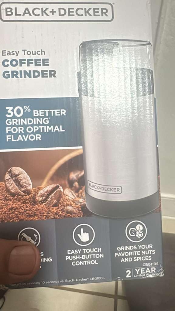 BLACK+DECKER One Touch Coffee Grinder, 2/3 Cup Coffee Bean Capacity, Spice Grinder, One Touch Push-Button Control -150 Watts -Stainless Steel Blades customer photo 2