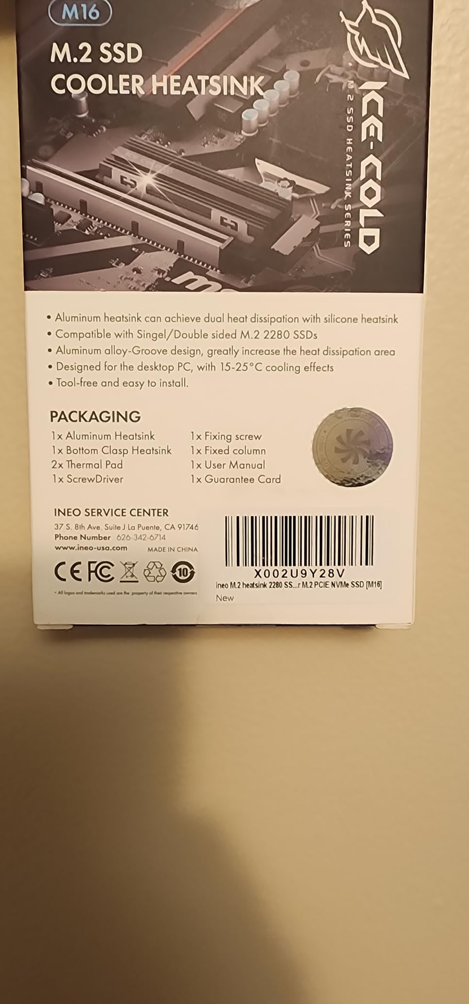 ineo M.2 heatsink 2280 SSD with Thermal Silicone pad for PC / PS5 M.2 PCIE NVMe SSD [M16] customer photo 2