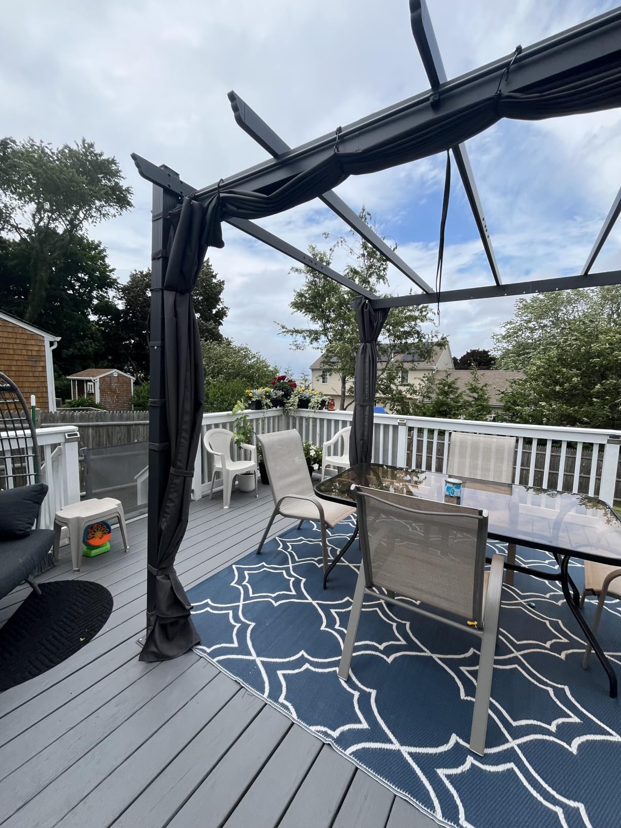 PURPLE LEAF 10' X 13' Outdoor Retractable Pergola with Sun Shade Canopy Patio Metal Shelter for Garden Porch Beach Pavilion Grill Gazebo Modern Yard Grape Trellis Pergola, Beige customer photo 1
