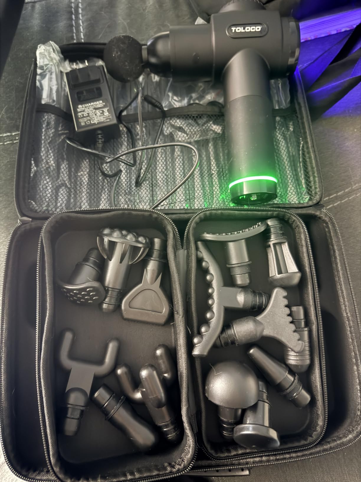 TOLOCO Massage Gun, Deep Tissue Back Massage for Athletes for Pain Relief, Percussion Massager with 10 Massage Heads & Silent Brushless Motor customer photo 2