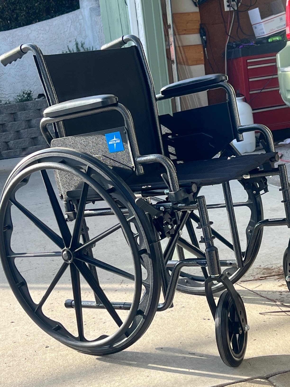 Medline Wheelchair with Swing-Back Desk Arms, Swing-Away Footrests, 20
