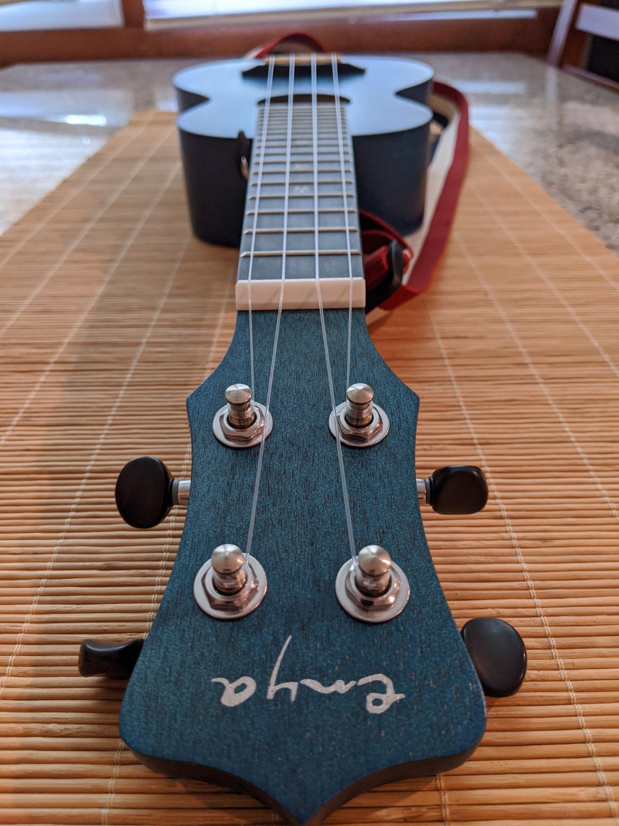 Enya Soprano Ukulele EUS-25D 21 Inch Solid Mahogany Top - Beginner Kit with Case, Strap, Strings, Pick, Tuner, Polish Cloth - Professional Sound Quality for Beginners & Gift (Blue Color) customer photo 1